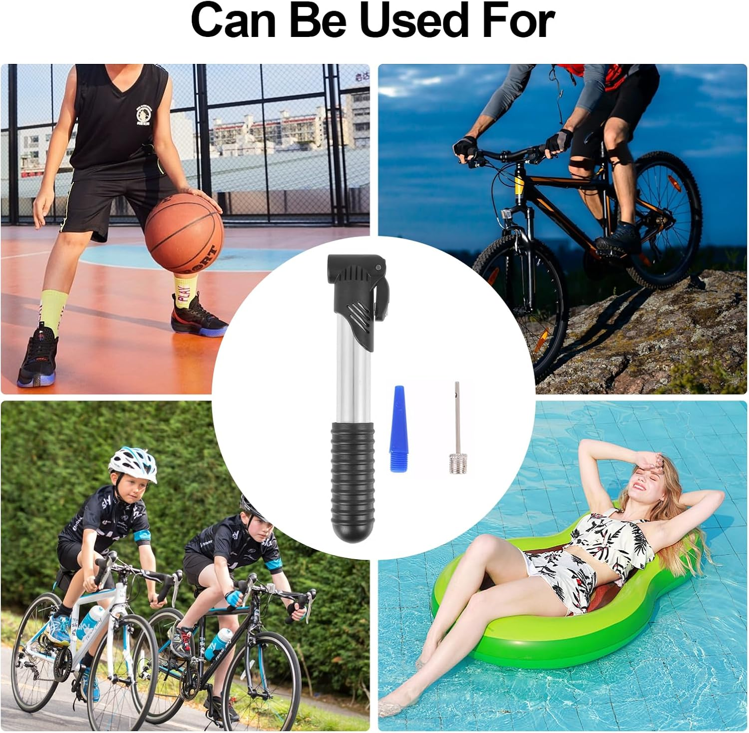 Mini Bicycle Pump, Mountain Bike Pump with Bicycle Frame Mount, Ball/Schrader/Presta Valve for Tyre Football Basketball Balloon, 120 PSI / 8 BAR Max Pressure Portable Lightweight image number 5
