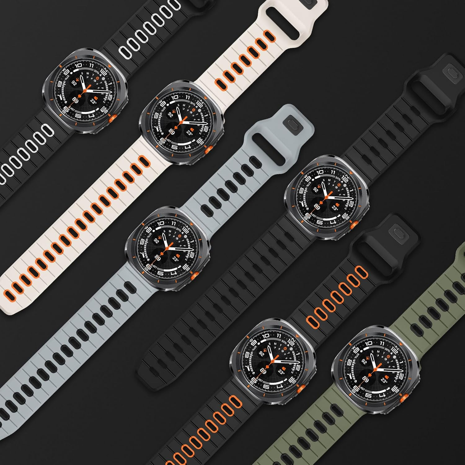 Compatible with Samsung Galaxy Watch Ultra Band 47 Mm Silicone Strap for Galaxy Ultra Watch Bracelets 2025 2024 - Black image number 4