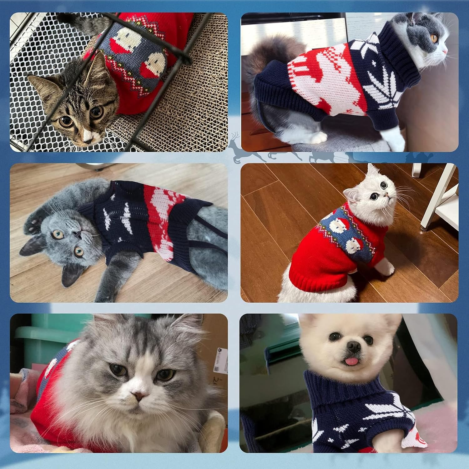 RANYPET Pack of 2 Cat Jumpers Christmas Puppy Knitted Jumper, Christmas Pattern Knitwear Warm Pet Jumper for Kittens and Small Dogs L image number 2