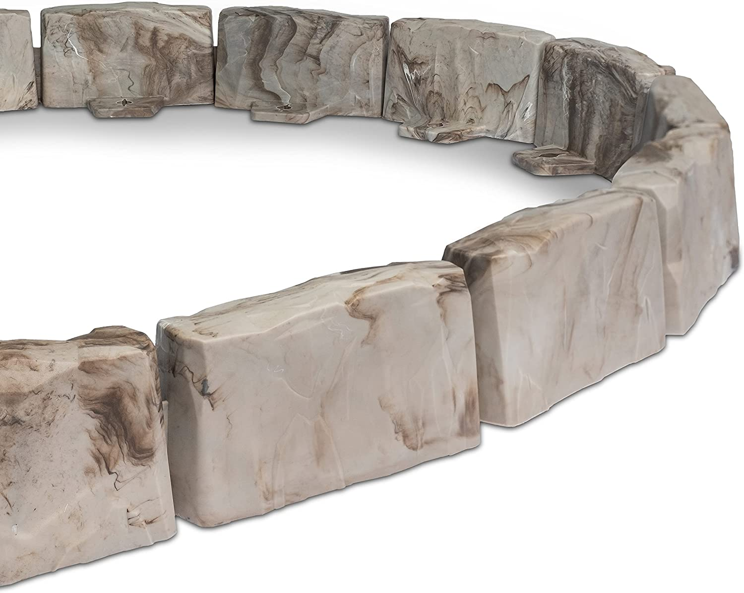 Easyflex No-Dig Landscape Edging with Anchoring Spikes, 2.7 In. Tall Decorative Stone-Look Garden Border, 60 Foot Kit, Brown image number 4