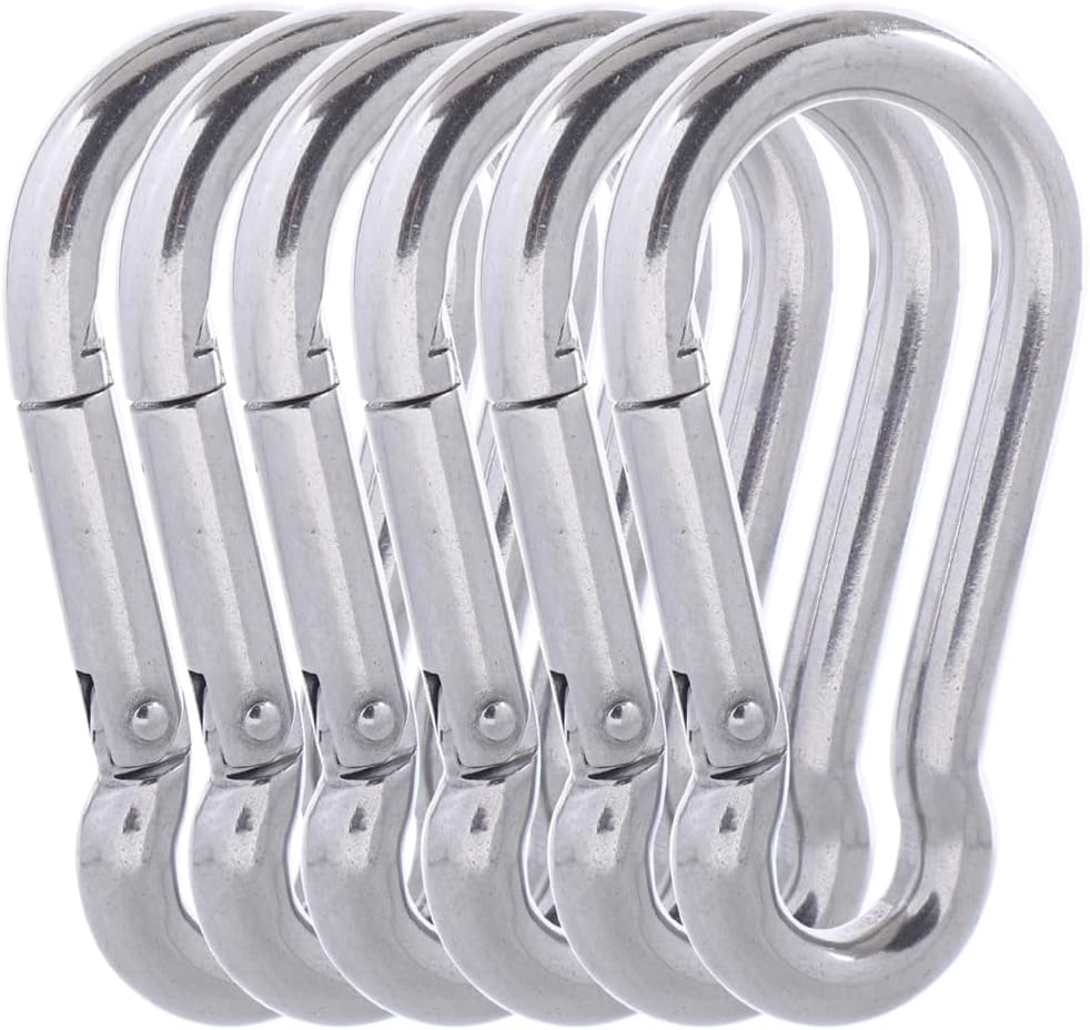316 Stainless Steel Carabiner Clips - Heavy Duty Hooks, Keychain, Multi-Purpose Spring Snap Hook for Dog Leash, Outdoor Camping, Swing, Hammock image number 3