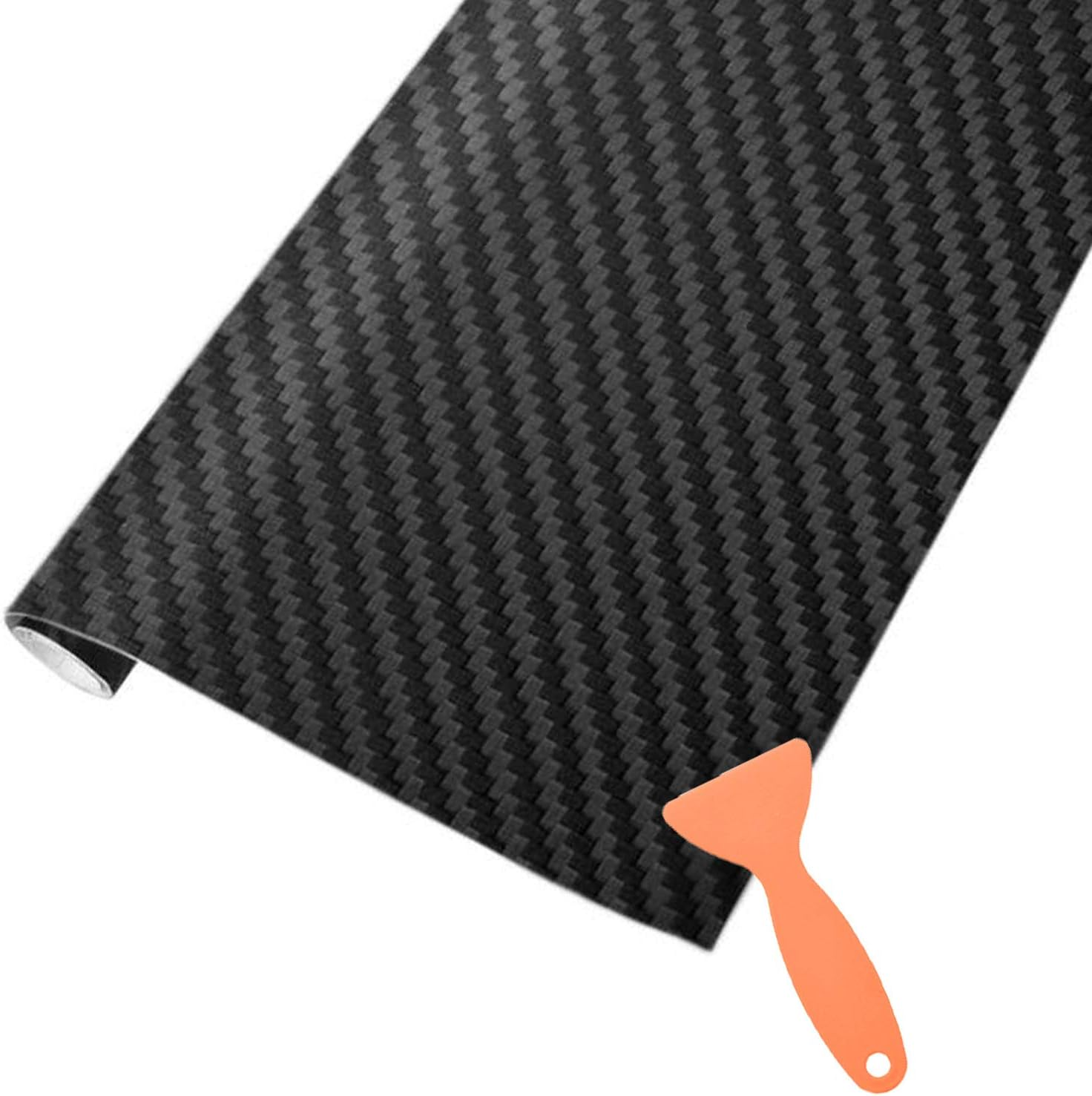 Carbon Fibre Vinyl Wrap Roll with Plastic Scrapers, 1500 X 300 Mm Self-Adhesive Vinyl Sticker Tape for Cars Auto and Motorcycle DIY, Interior/Exterior, Textured 3D Effect, Matt Black image number 5