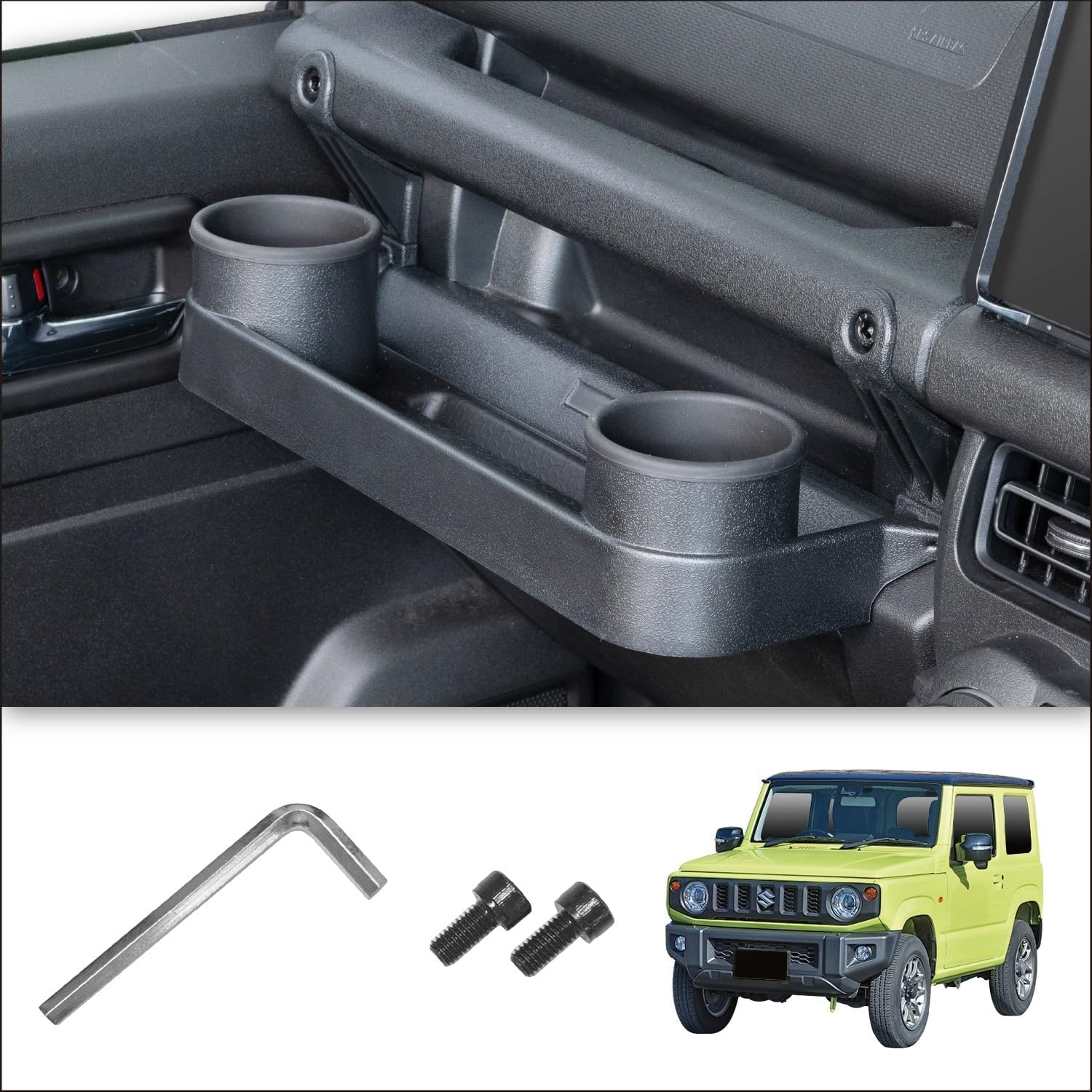 SEIWA IMP334 Passenger Seat Tray for Suzuki Jimny & Sierra (JB64/JB74), Drink Holder, Hook, Smartphone Stand, Tools, Rubber Material, Safe to Scratch and Rattling Sound