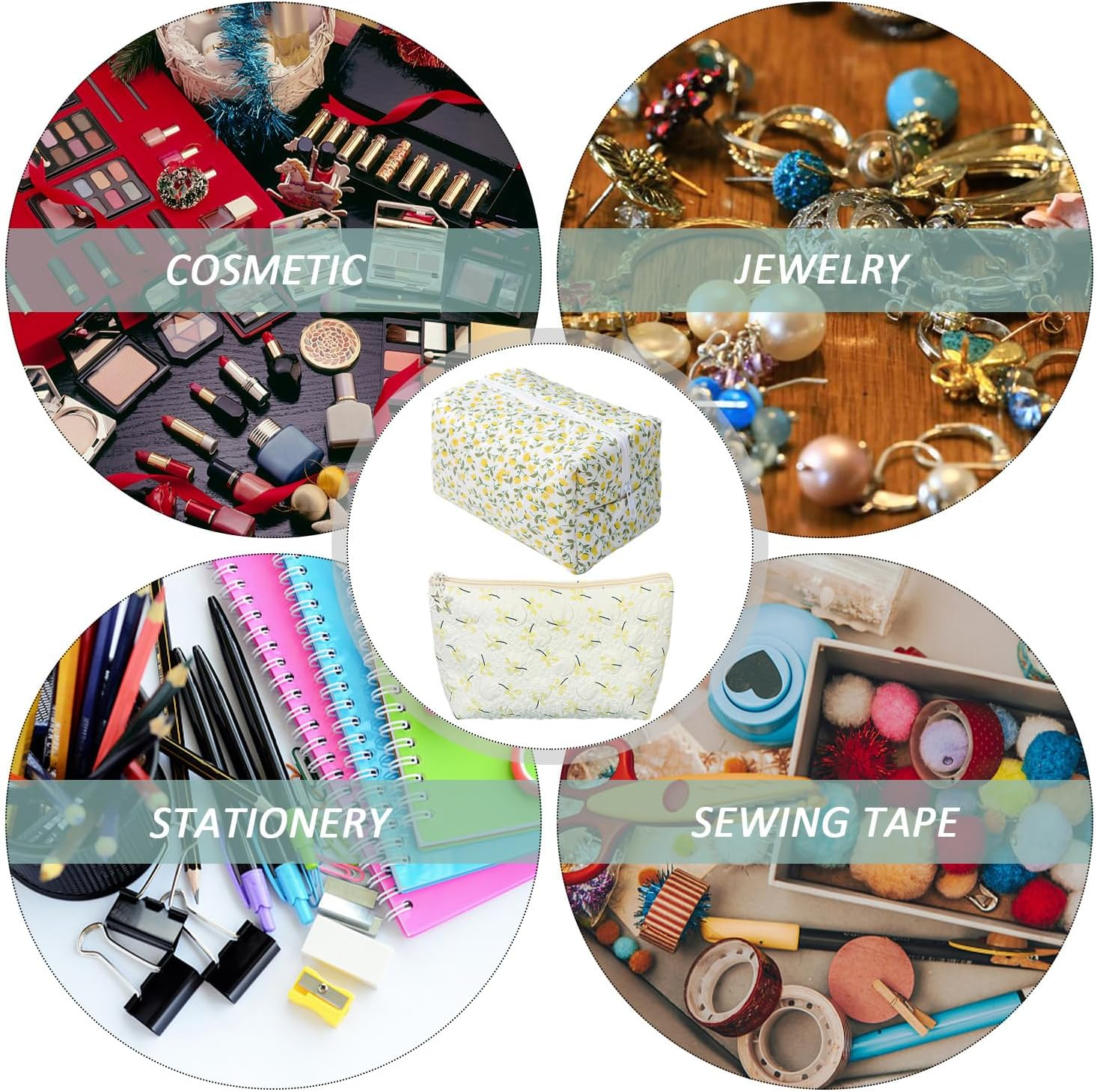 2 Pieces Flower Makeup Bag, Women'S Storage Bag, Cute Makeup Bag, Large Capacity Toiletry Bag, Travel Travel Bag image number 5