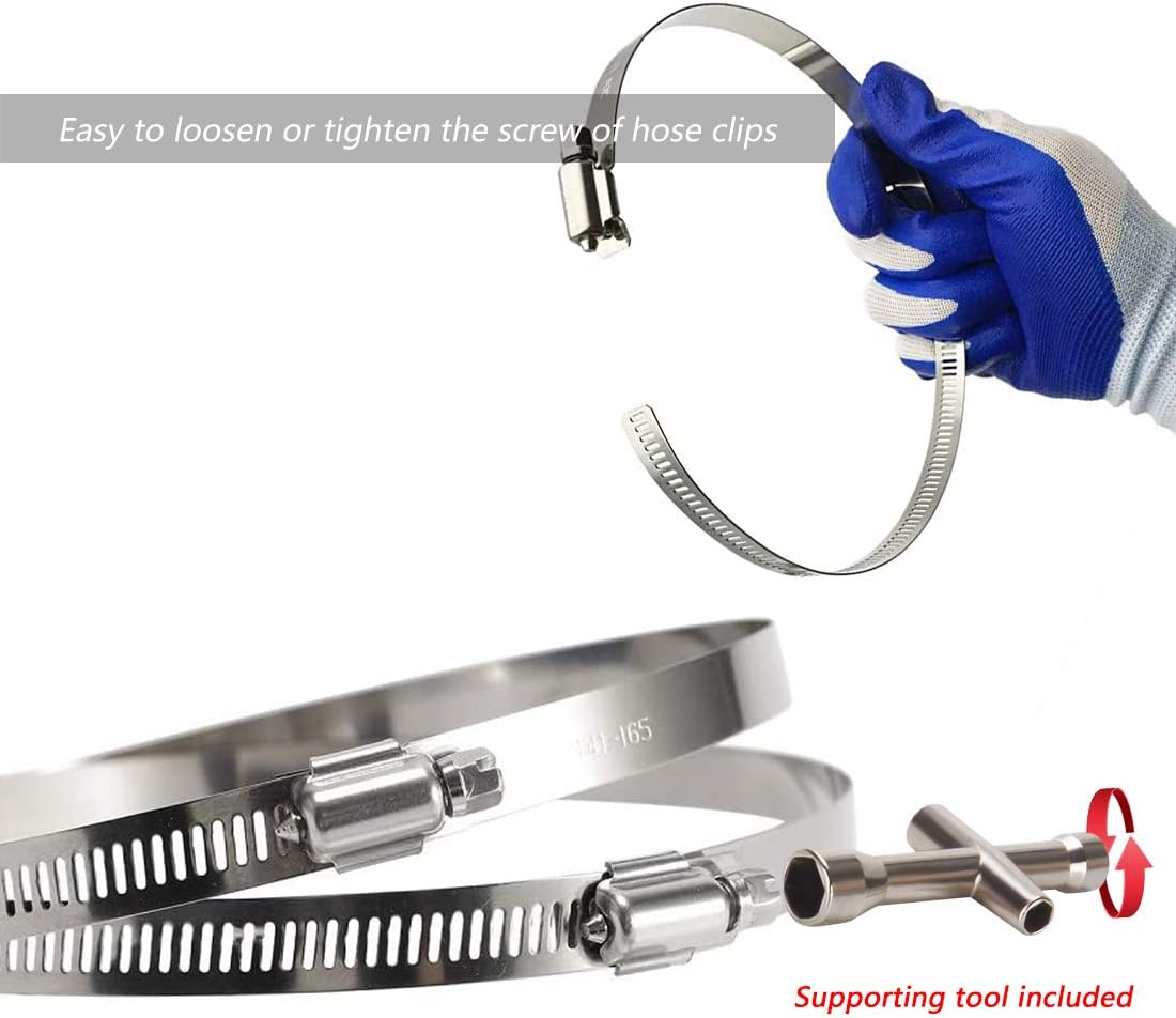 6 Inch Hose Clamps, Pipe Clamps, Adjustable, Hose Pipe Clamps 150 Mm, Adjustable Worm Drive Hose Clamp, 304 Stainless Steel Duct Clamps for Attaching Pipes image number 1