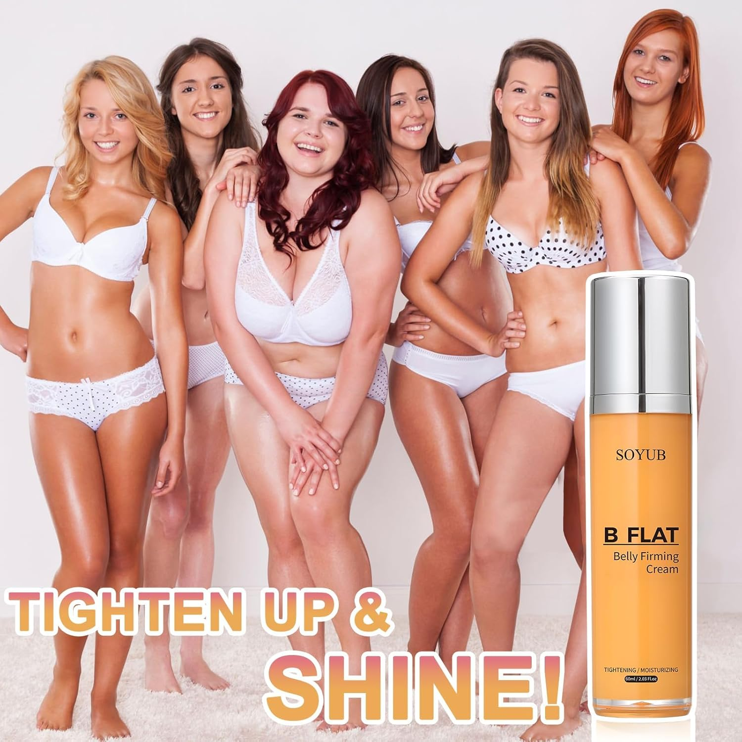 B Flat Belly Firming Cream, Stretch Mark Tightening Skin Body Lotion for Stomach Thighs & Butt, Anti-Cellulite Body Moisturiser Cream for Women image number 1