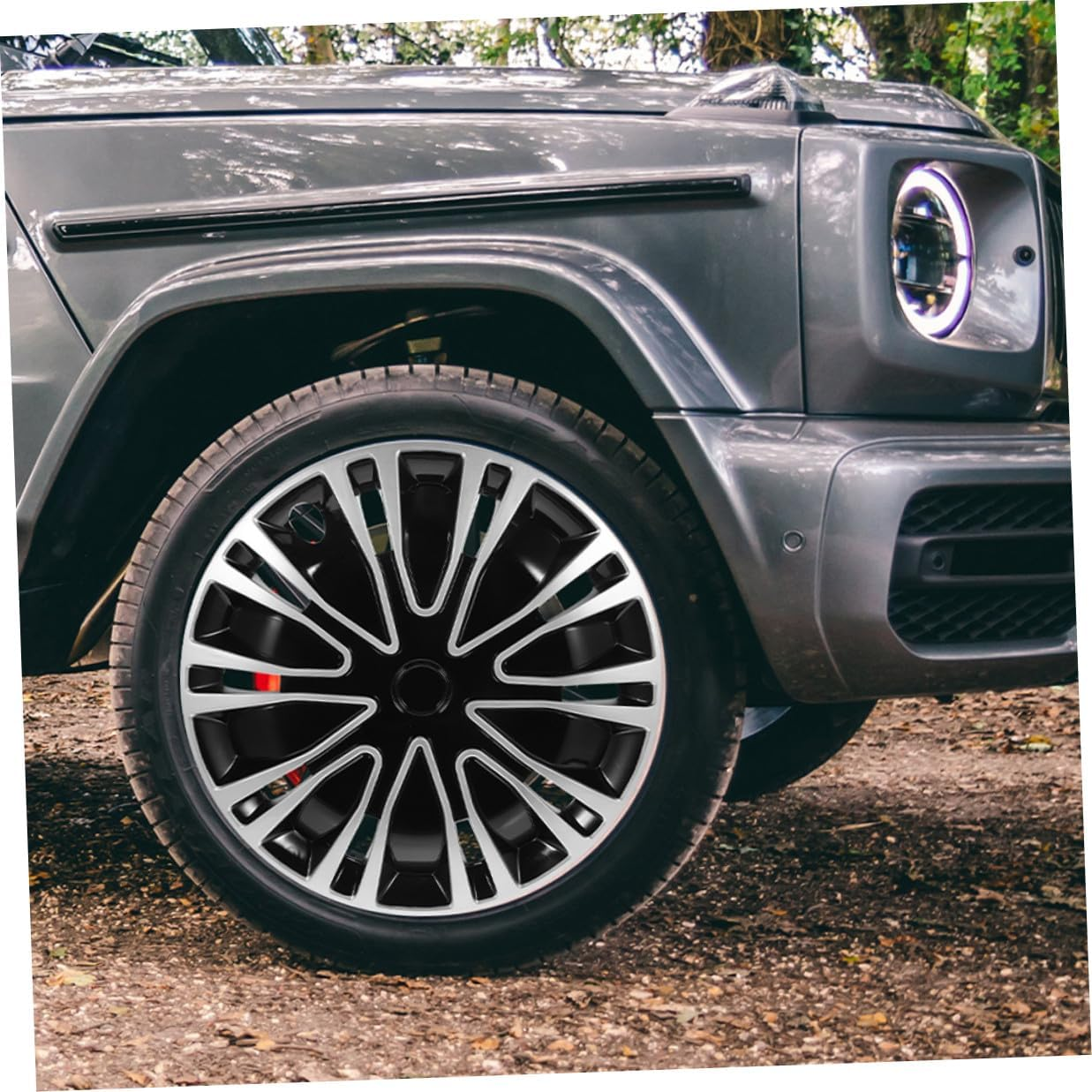 EXAOMBLE Universal 14-Inch Wheel Rim Cover Hubcap Car Wheel Hub Caps Silver Black Steel Alloy Covers for Vehicle Rim Protection and Exterior Decoration image number 6