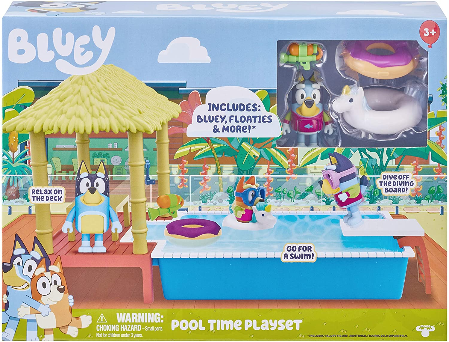 Bluey Pool Time Playset &ndash; Interactive 3-In-1 Set with Diving Board, Floaties, Water Blaster, & Swim Goggles &ndash; Poolside Playset for Toddlers & Preschoolers image number 4