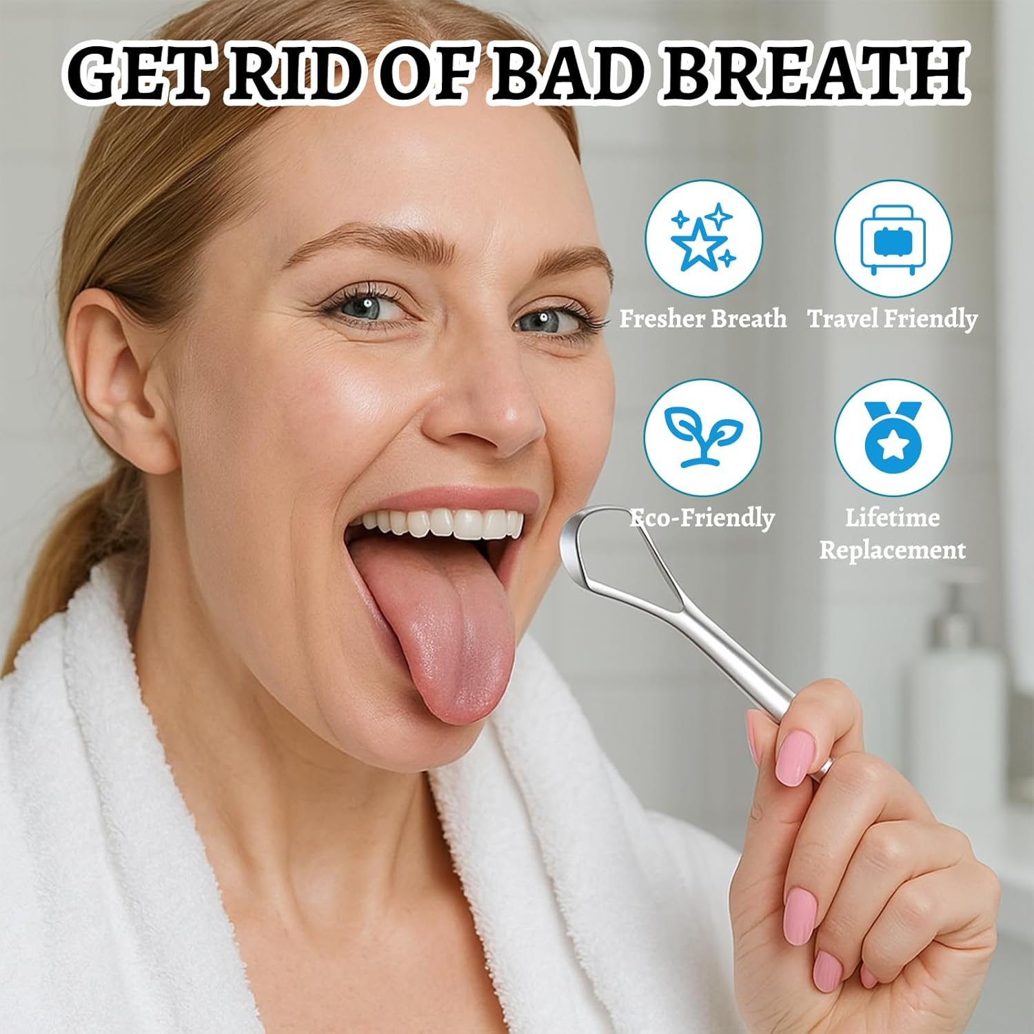 3PCS Tongue Scraper, Stainless Steel Tongue Cleaner with Storage Box, Tongue Scraper Stainless Steel for Bad Breath, Oral Care for Adults, High-Protein Diet Individuals image number 4