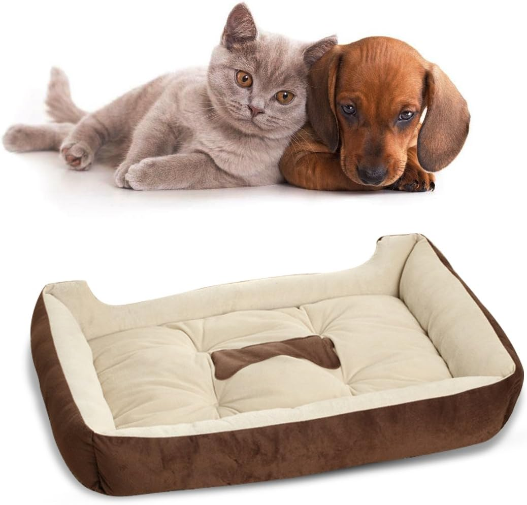 PETCUTE Luxury Cat and Dog Bed with Faux Sheepskin Lining, Fully Washable, 6Sizes, Cat Bed, Pet Beds Brown image number 4