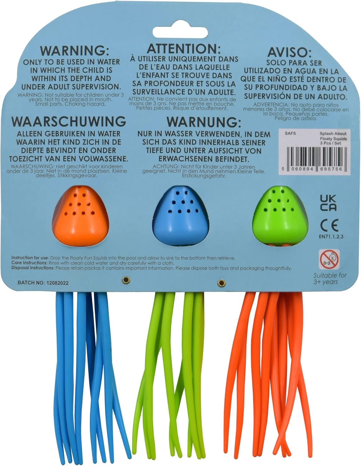 Splash about SAFS Floaty Fun Squid, Pack of 3 Pool Diving Toys, Assorted image number 2
