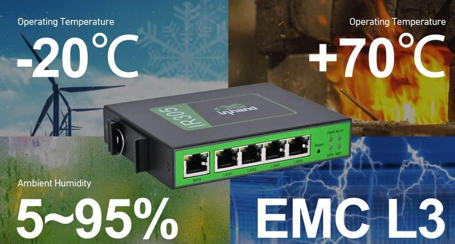 Inhand Networks IR305 Industrial Iot LTE 4G VPN Router,Modem,5 Ethernet Port,Wifi,Dual Sim Slot Unlocked, Wan Failover,Remote Connection,Link Backup, Mu-Mimo,Vlan,Lte CAT4 (RS232/485 Port) image number 5