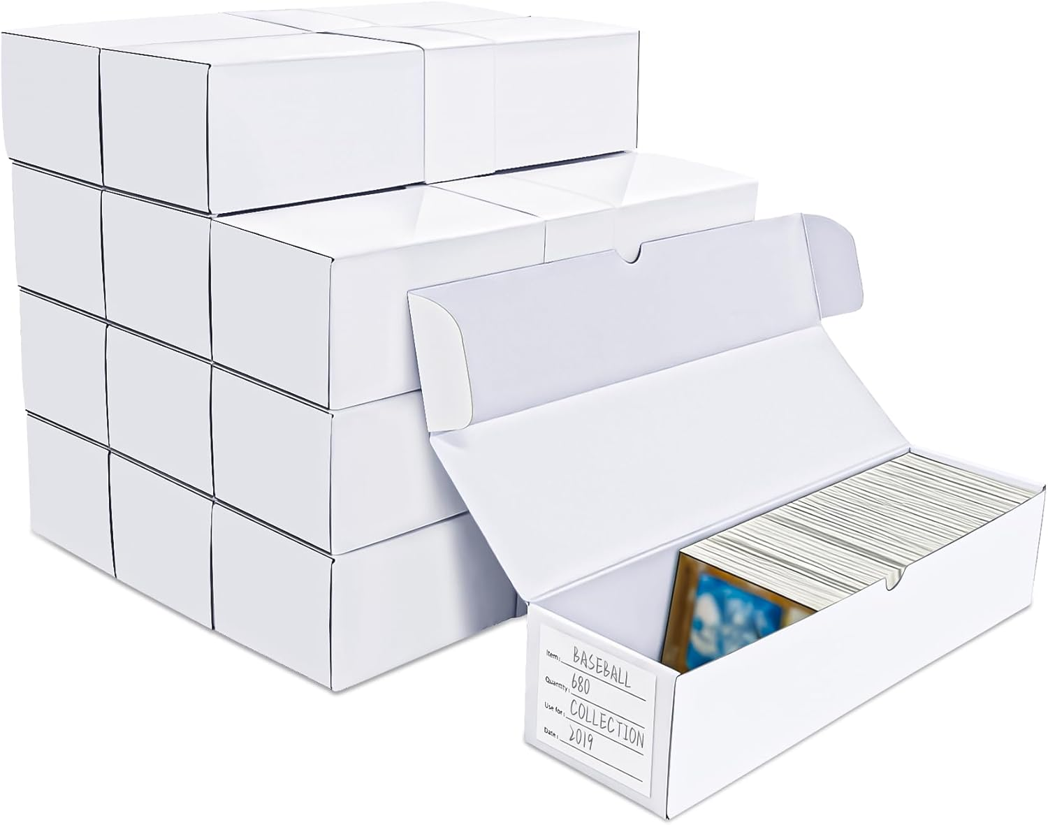 Trading-Card Storage Box, 8-Pack &bull; 600 Count Corrugated Cardboard Storage with Dividers & Labels for Tcg/Magic/Mtg Storage and Collection, 10.4 INCH Horizontal