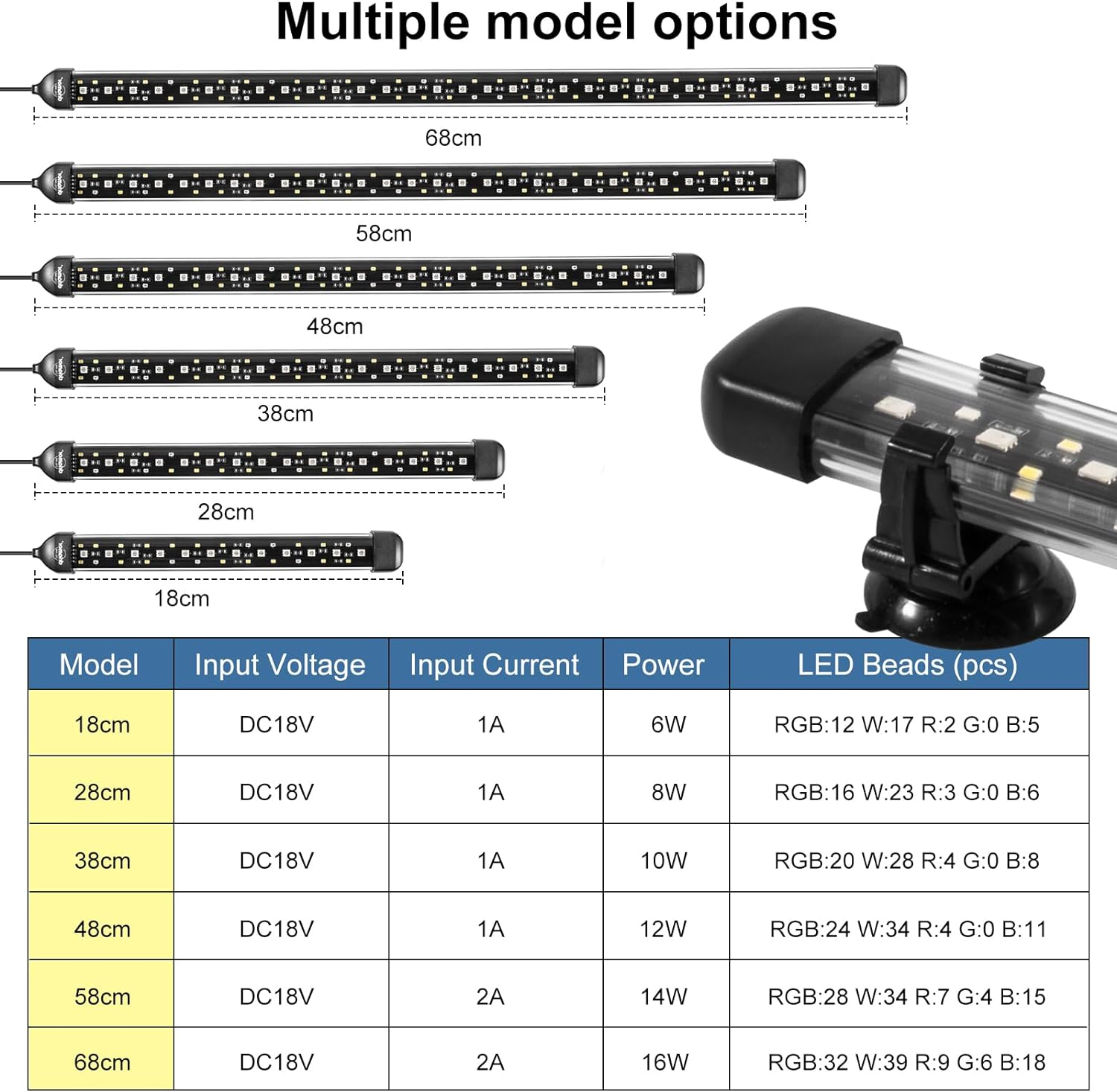 Driamor Submersible Aquarium Light, 38 CM Fish Tank Light with 60Pcs LED Beads IP68 Waterproof Brightness Adjustable RGB LED Lamp with Timer Mode, 24/7 Auto Cycle Mode, 4 Scenes Mode and 7 Colors Mode image number 4