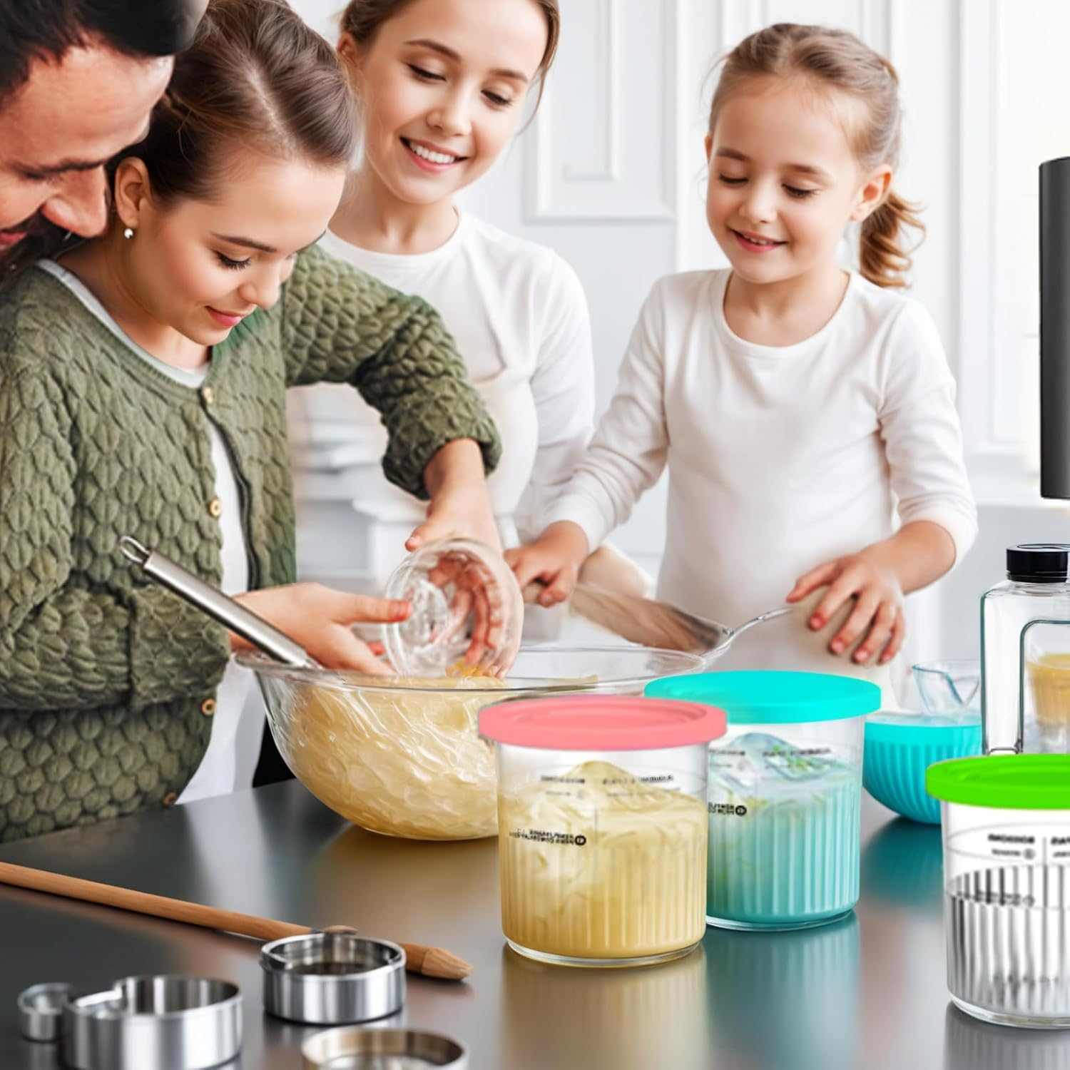 Creami Pints for Ninja Creami Deluxe Tubs, Containers Replacement for Ninja Creami Deluxe NC500 NC501 Series Ice Cream Makers, 24Oz Pints with Lids,Bpa-Free(4 Pack) image number 1