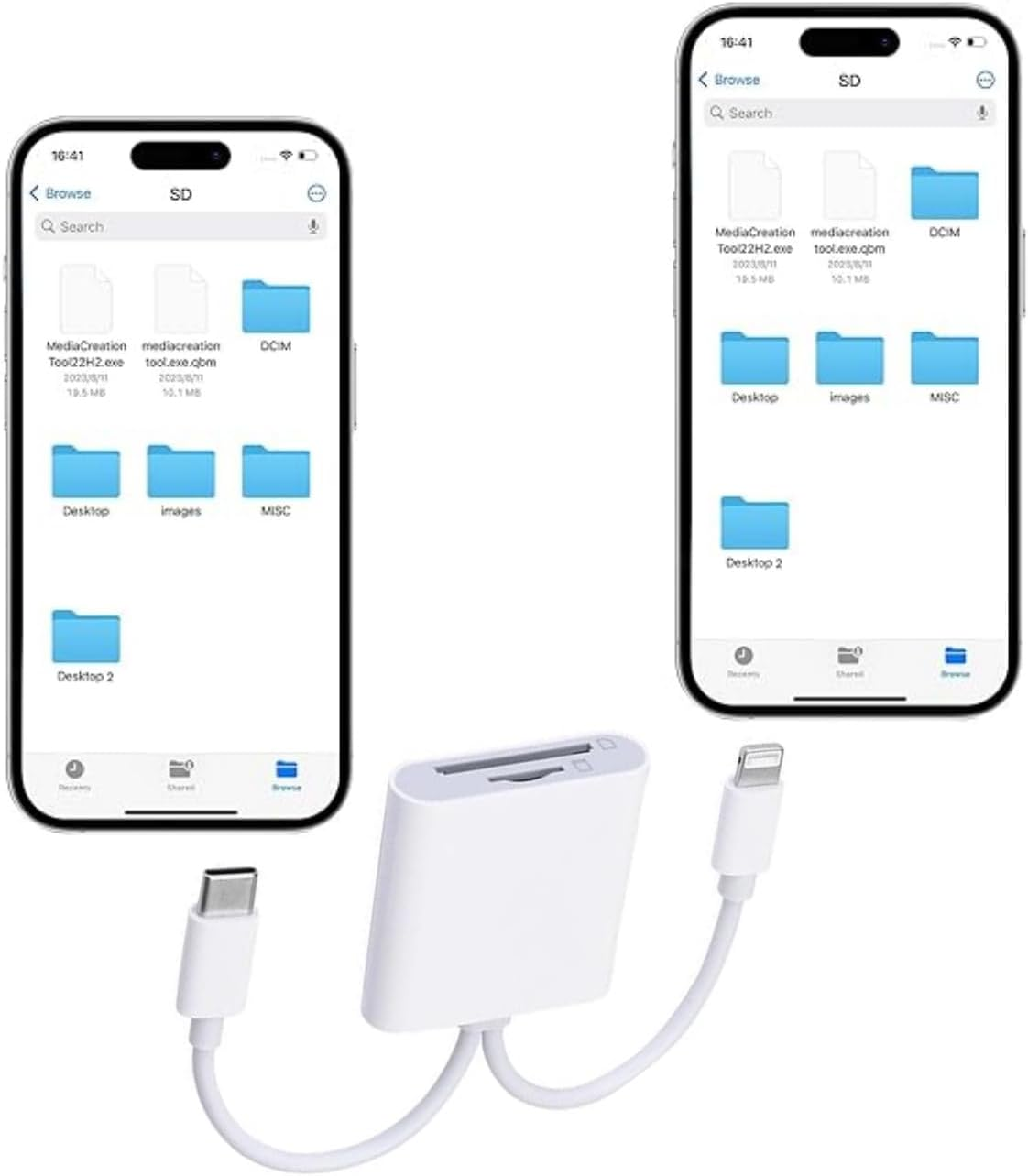 Dual-Slot USB C SD Card Reader&ndash;Type-C & Lightning Adapter for Iphone, Ipad, Galaxy, Laptop&ndash;Portable TF/SD Memory Card Reader