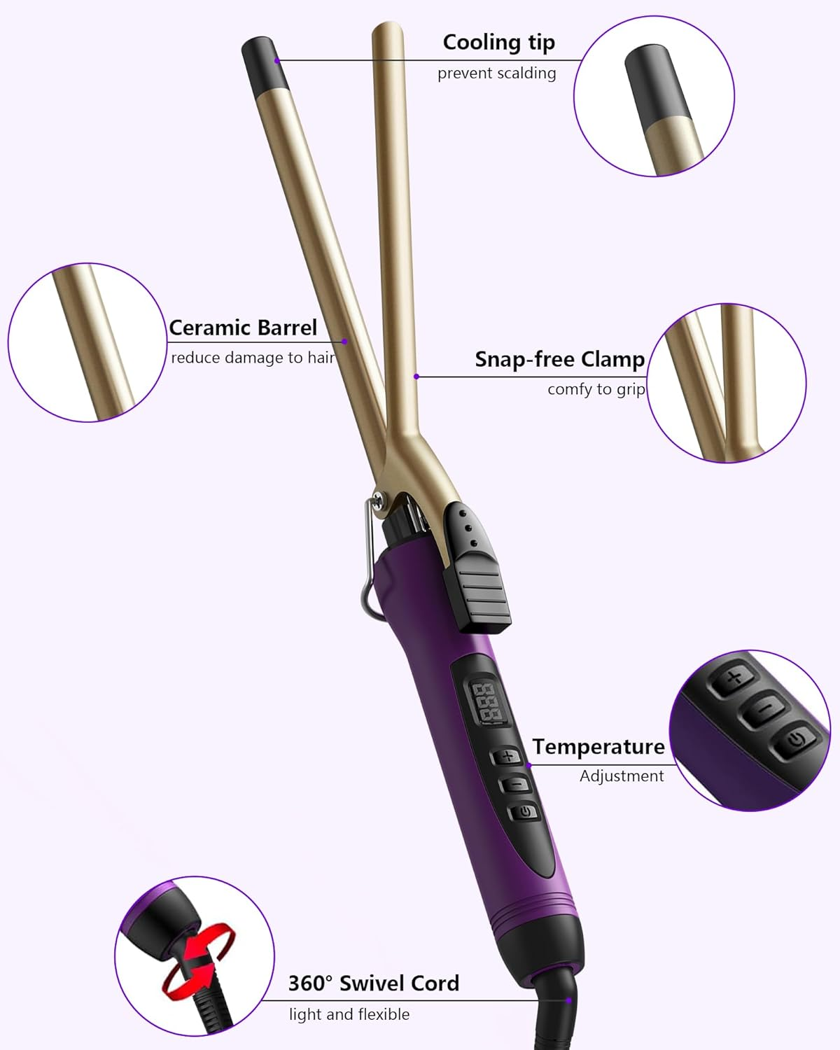 MELYDO 1/2 Inch Curling Iron Wand image number 4