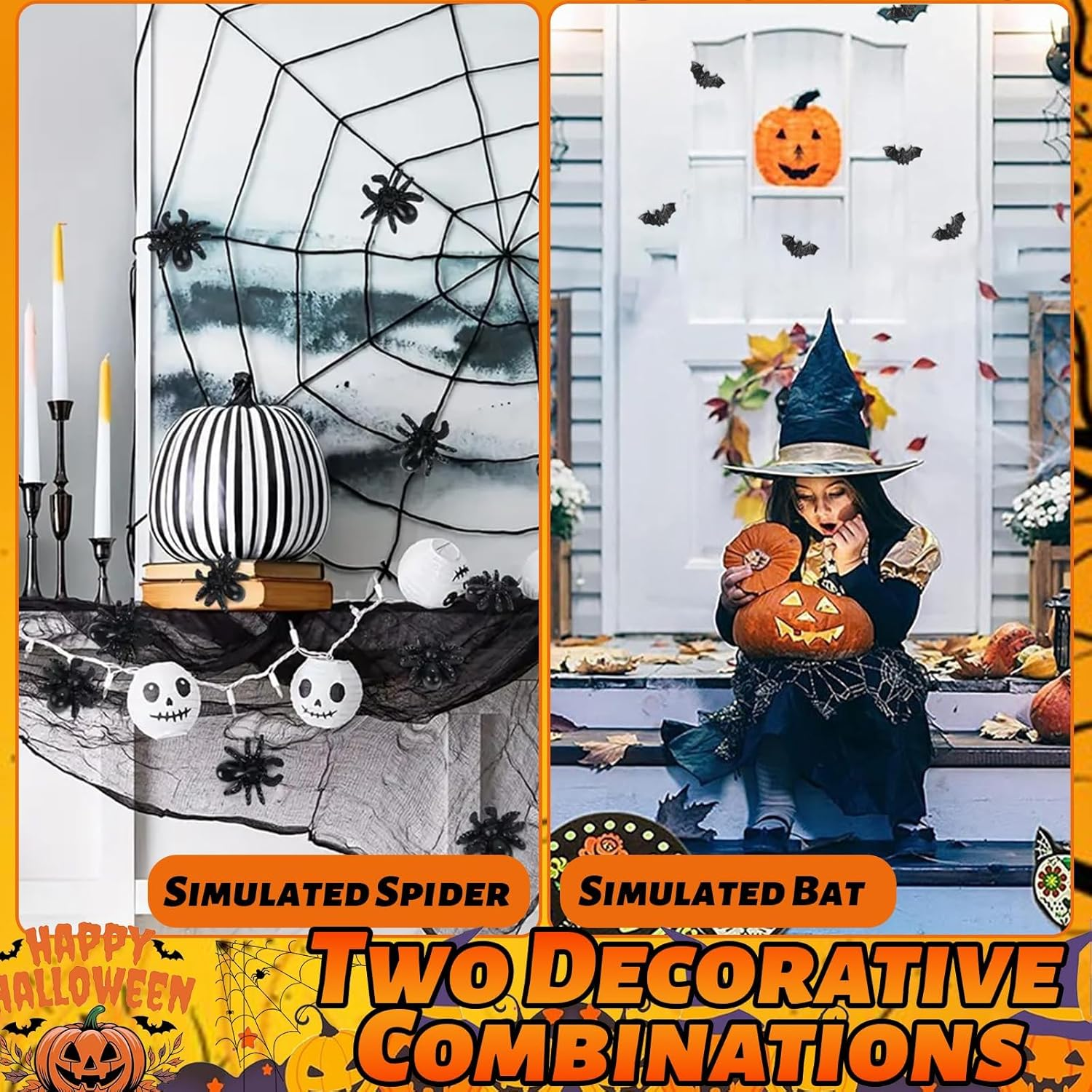 Halloween Spider, 200 Pcs Mini Spiders Bats Halloween Decorations, Vivid Plastic Fake Spider for Funny Prank Halloween Party Supplies, Fools Day Decoration image number 1