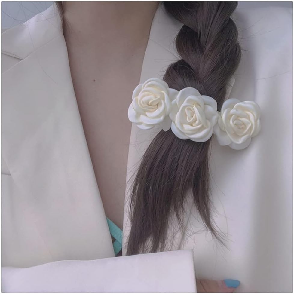 Hair Clips, Pink Flower Barrettes Hair Accessories for Women Girls Kids, Set of 2 Elegant Handmade Organza Camellia Headwear Wedding Styling Tools for Party Wedding Daily