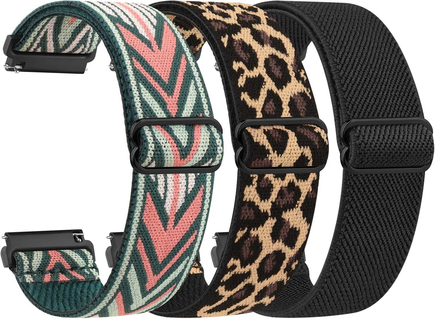 3 Pack Elastic Bands for Garmin Forerunner 245/245 Music Bands Women Men, 20Mm Soft Stretchy Nylon Sport Straps for Garmin Vivoactive 6/5/3 Smartwatch