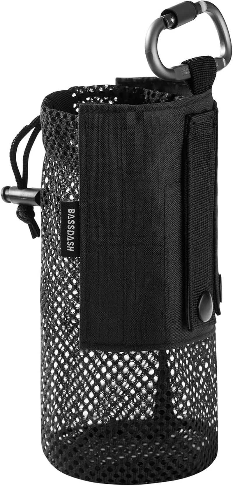 Bassdash Tactical Molle Water Bottle Pouch with Carabiner Foldable Mesh Holder Bag for Travel Fishing Hunting Hiking Outdoor Activities