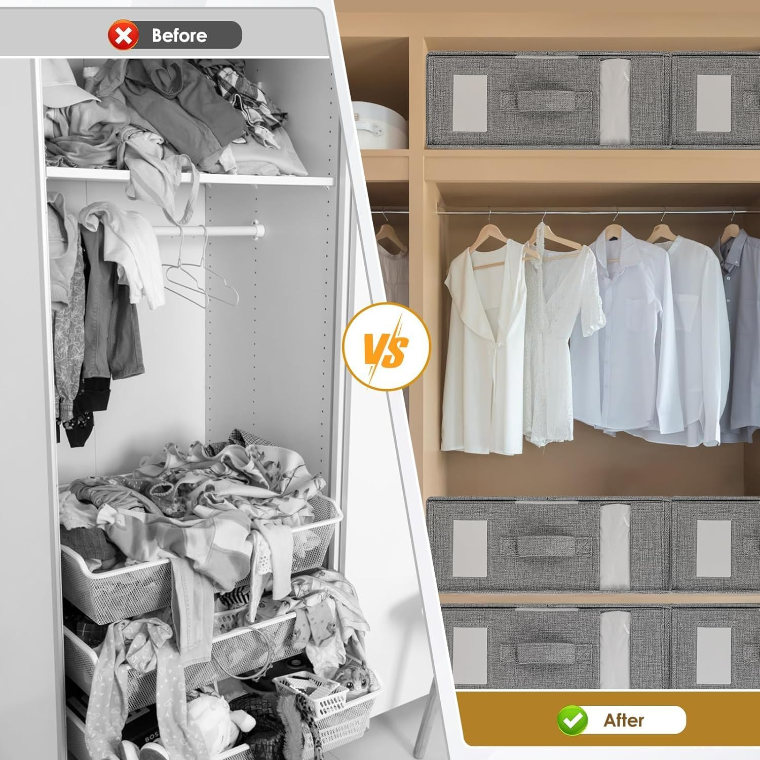 4 Pack Bed Sheet Organizers and Storage, Linen Closet Organizers and Storage, Sheet Folder Organizer with Window and Label, for Bedding Sheets, Covers, Pillowcase and Blanket image number 1