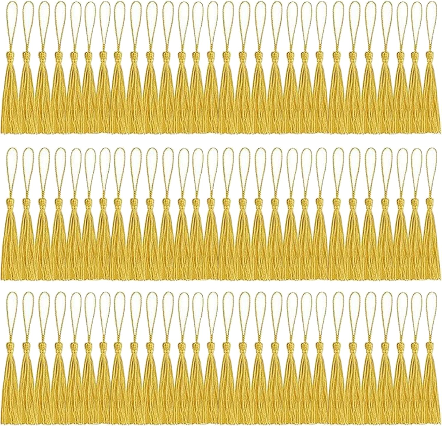Betterjonny 100 Pieces Mini Gold Silky Tassels - Handmade Bookmarks for DIY Craft Supplies and Home Decor - Black image number 2