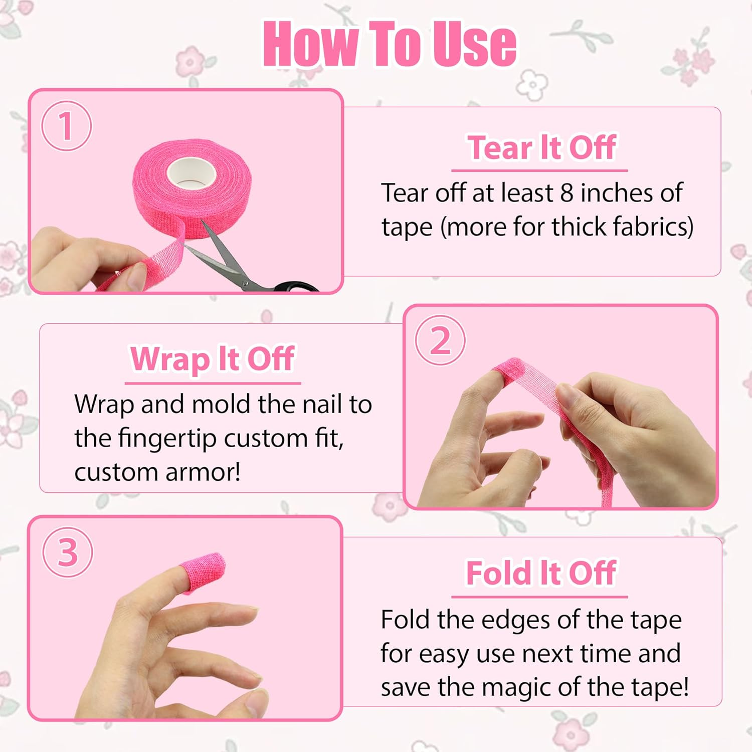 4 Colors Sewing Finger Protector, Self Adhesive Fingertip Tape for Hand Embroidery, Breathable Cotton Finger Protectors for Sewing, Knitting, Crafting, Quilting image number 1