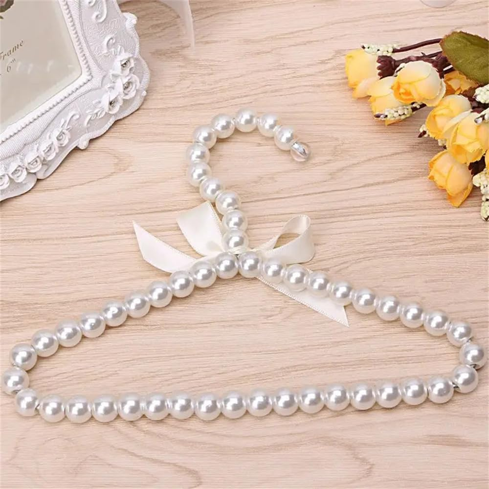 3 Pack Small Pearl Beads Metal Elegant Clothes Hangers for Kids Children Pet Dog (White) image number 1
