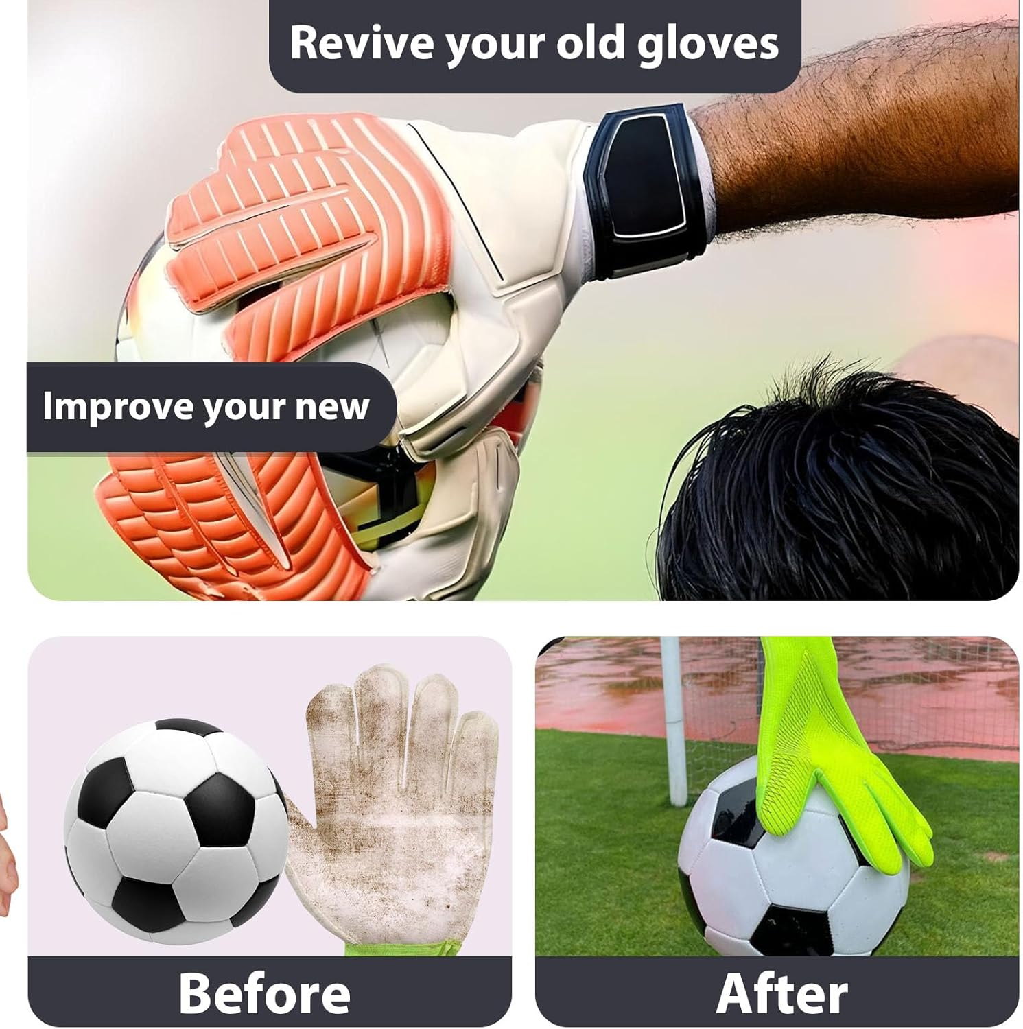 WAN2TLK 200Ml Goalkeeper Gloves Tackifier, Goalie Glove Spray Glue, Sticky Spray for Football Gloves Enhanced Grips on Any Glove image number 5