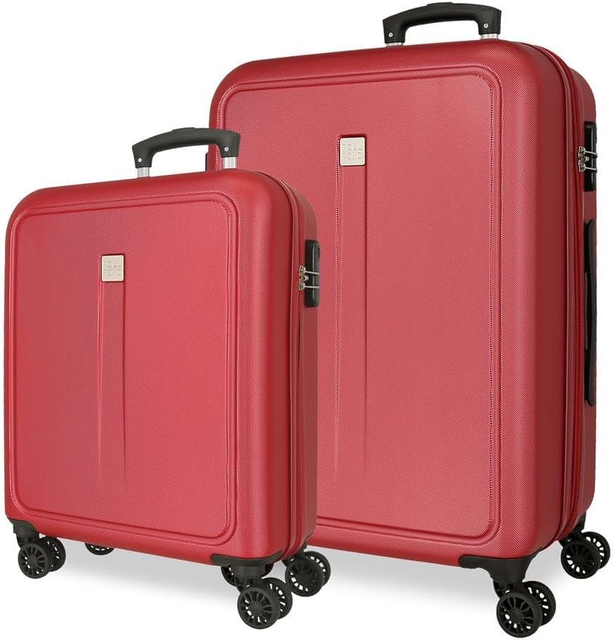 ROLL ROAD Cambodia Luggage Set Red 55/68Cm Hard ABS Combination Lock Side 93L 6.4Kg 4 Wheels Double Luggage Hand Luggage, Red, Suitcase Set, Red, Suitcase Set
