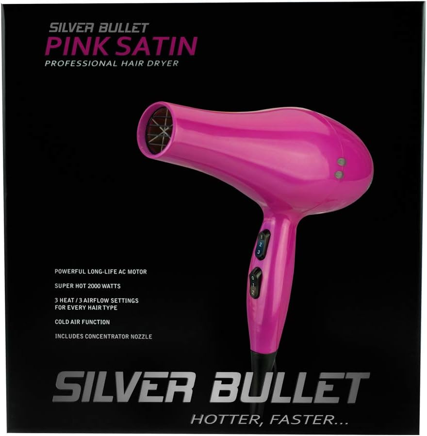 Silver Bullet Satin 2000W Hair Dryer, Pink image number 1
