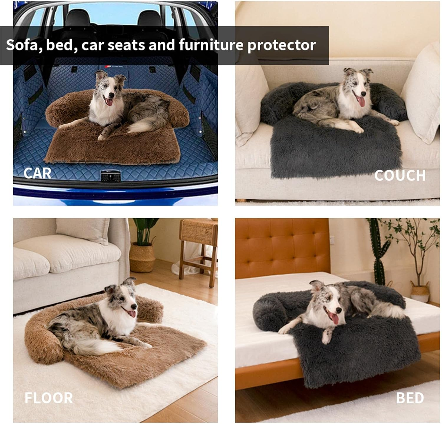 Medium Dog Bed & Cat Sofa - Plush, Washable, Furniture Protector (35X31X5, White) image number 1