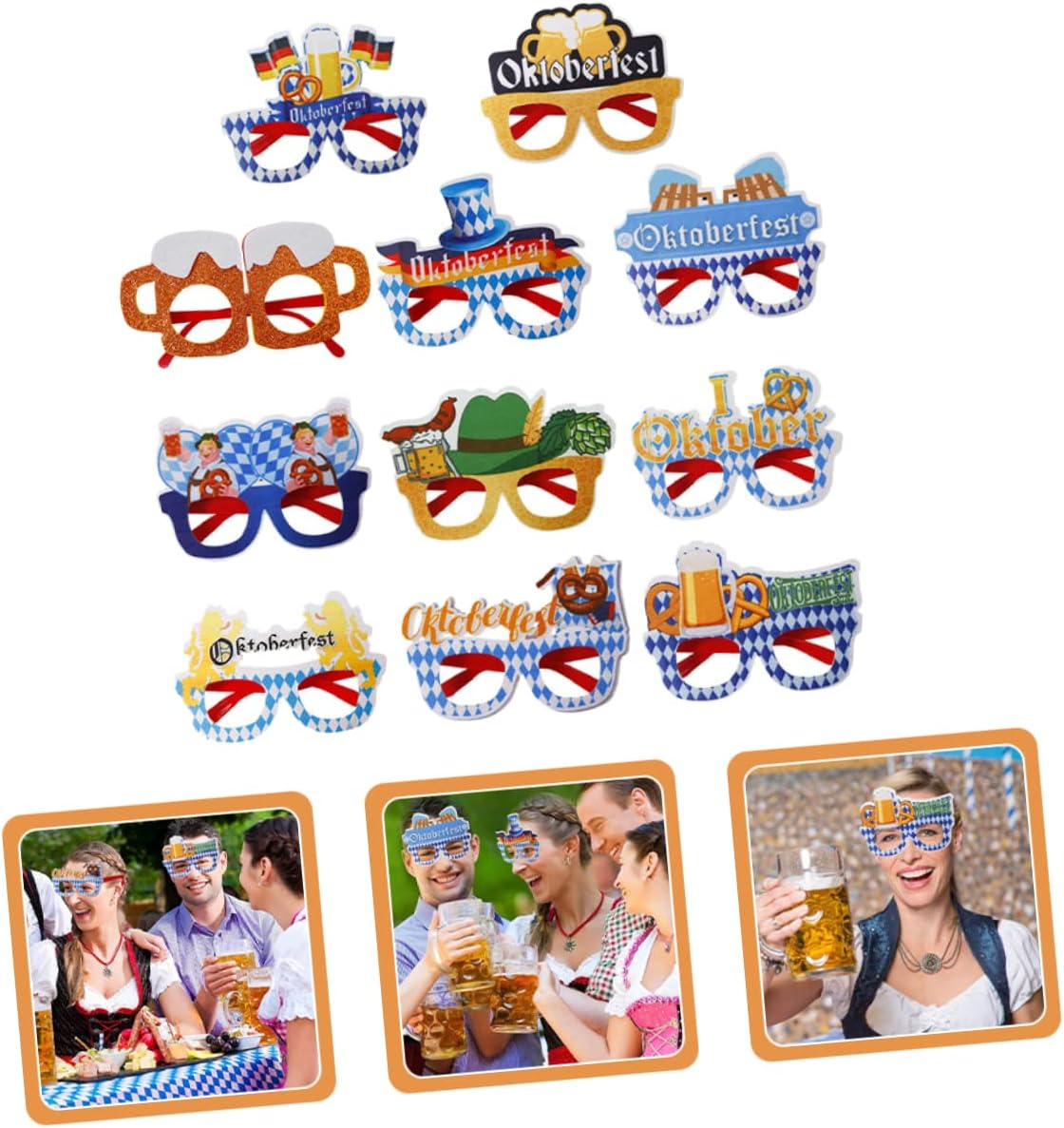 LABRIMP Oktoberfest Party Glasses Beer Mug Design Lightweight and Comfortable Photo Props for Adults and Festive Masquerade and Carnival Accessories image number 1