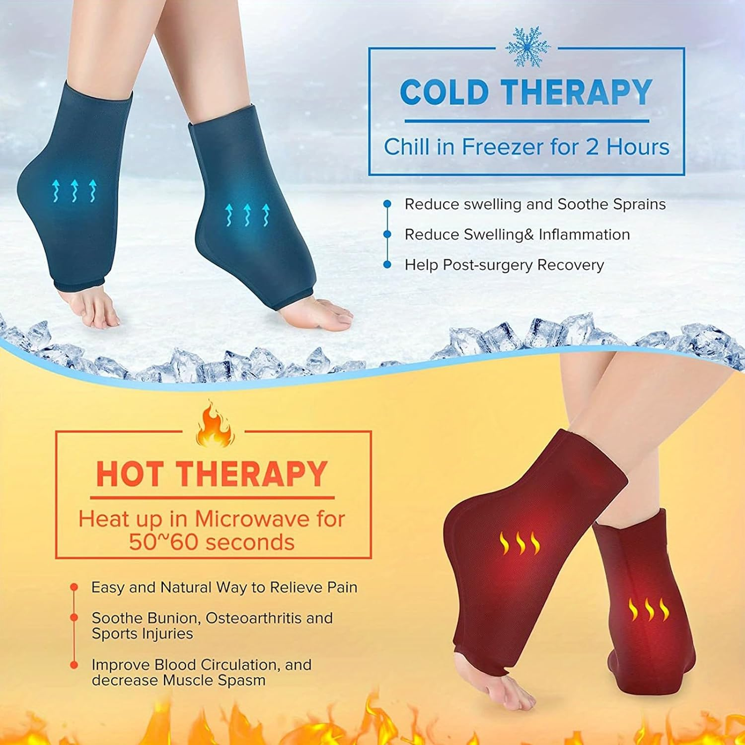 Ankle and Heel Ice Pack Wrap &ndash; Reusable Gel Cold and Hot Therapy for Home Use, Pain Relief, Swelling and Foot Recovery L image number 4