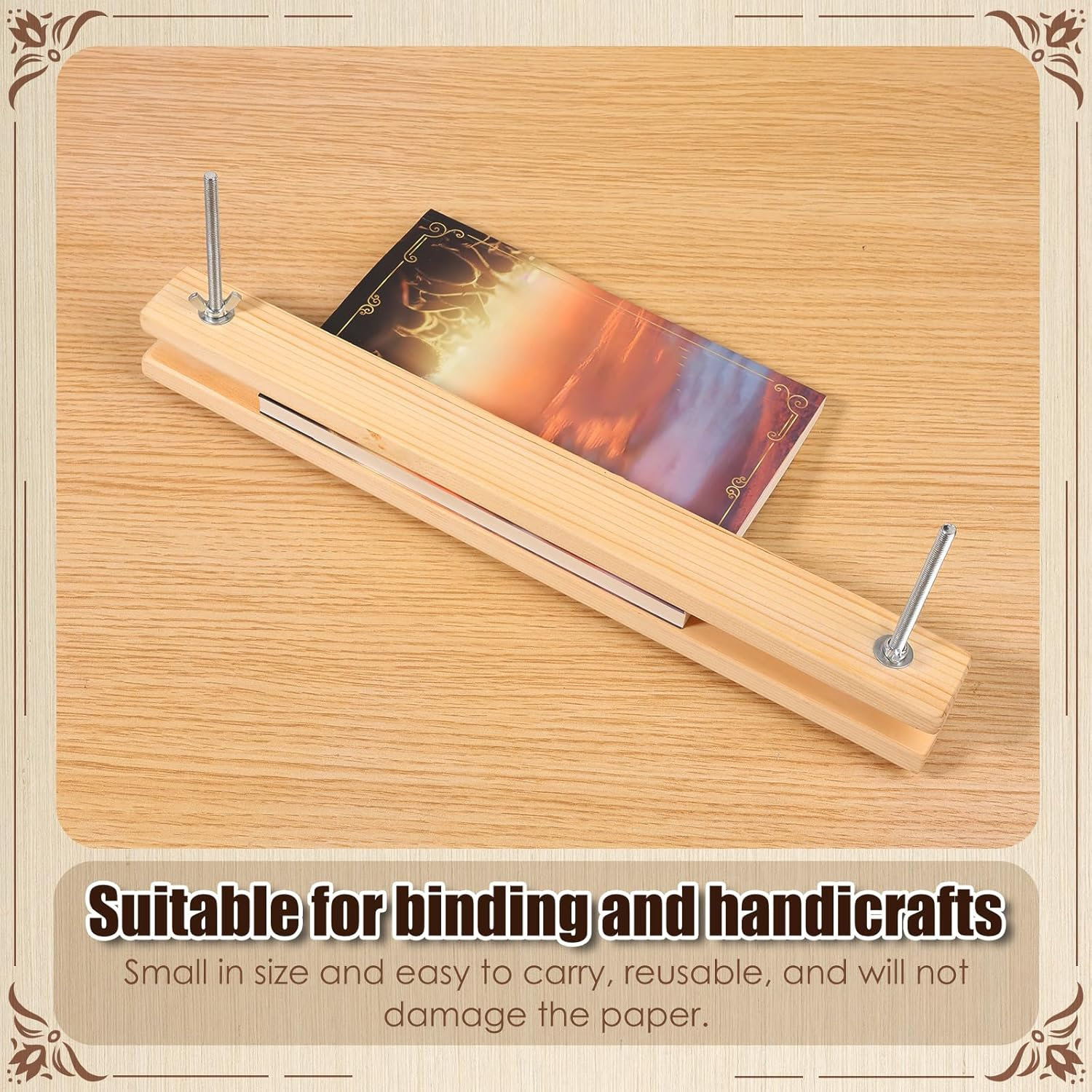 UKQRRTC Book Press Kit, Wood Book Binding Tool, Easy to Use and Portable, Effective Bookbinding Press Kit for DIY Crafts (L) image number 5