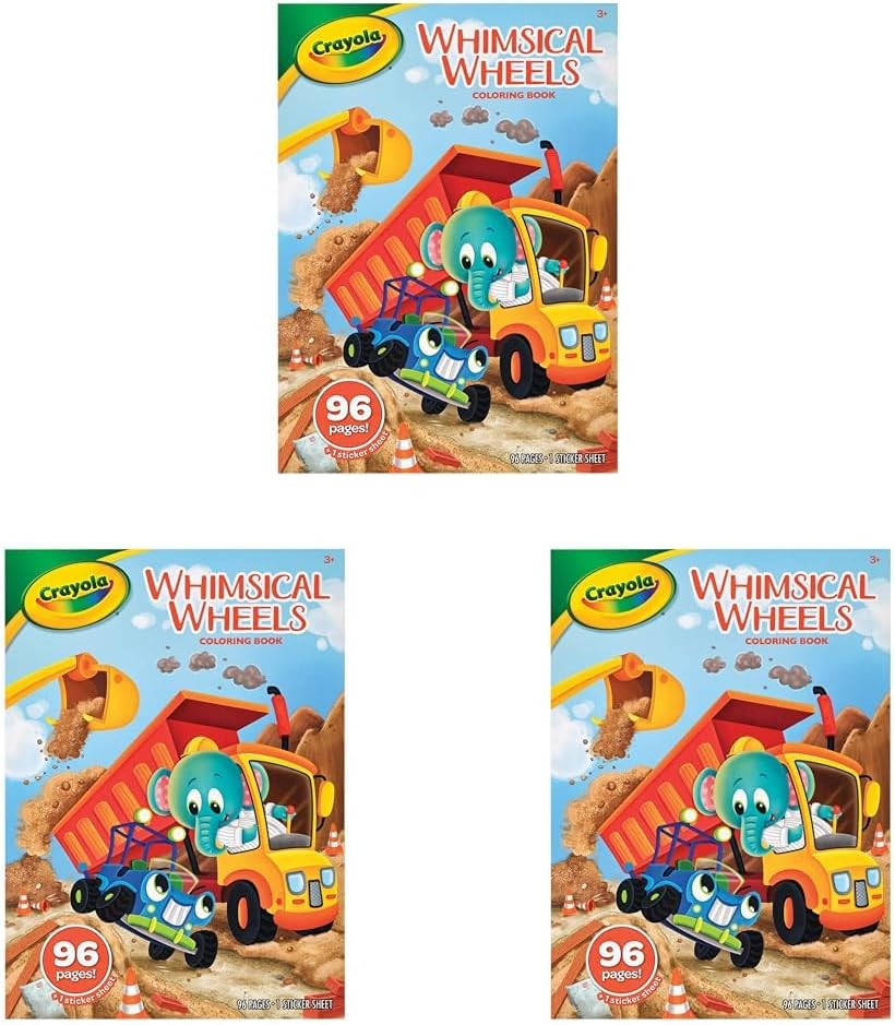 Crayola 96Pg Whimsical Wheels Coloring Book, Activity Pages Featuring Kids' Favourite Characters, Includes Stickers for Extra Fun (Pack of 3) image number 3