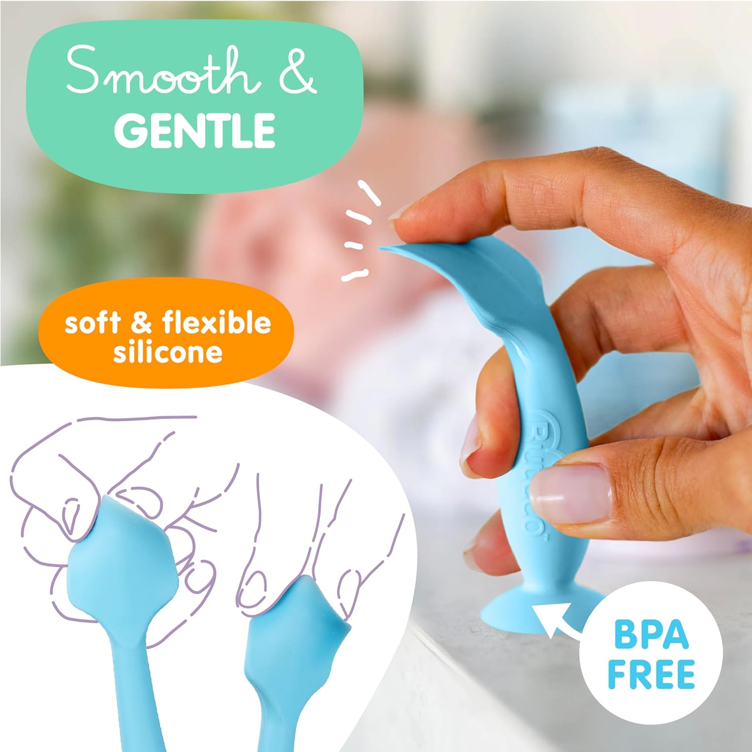 Babybum Nappy Cream Brush, Grey Full Size + Blue Mini (2-Pack) image number 5