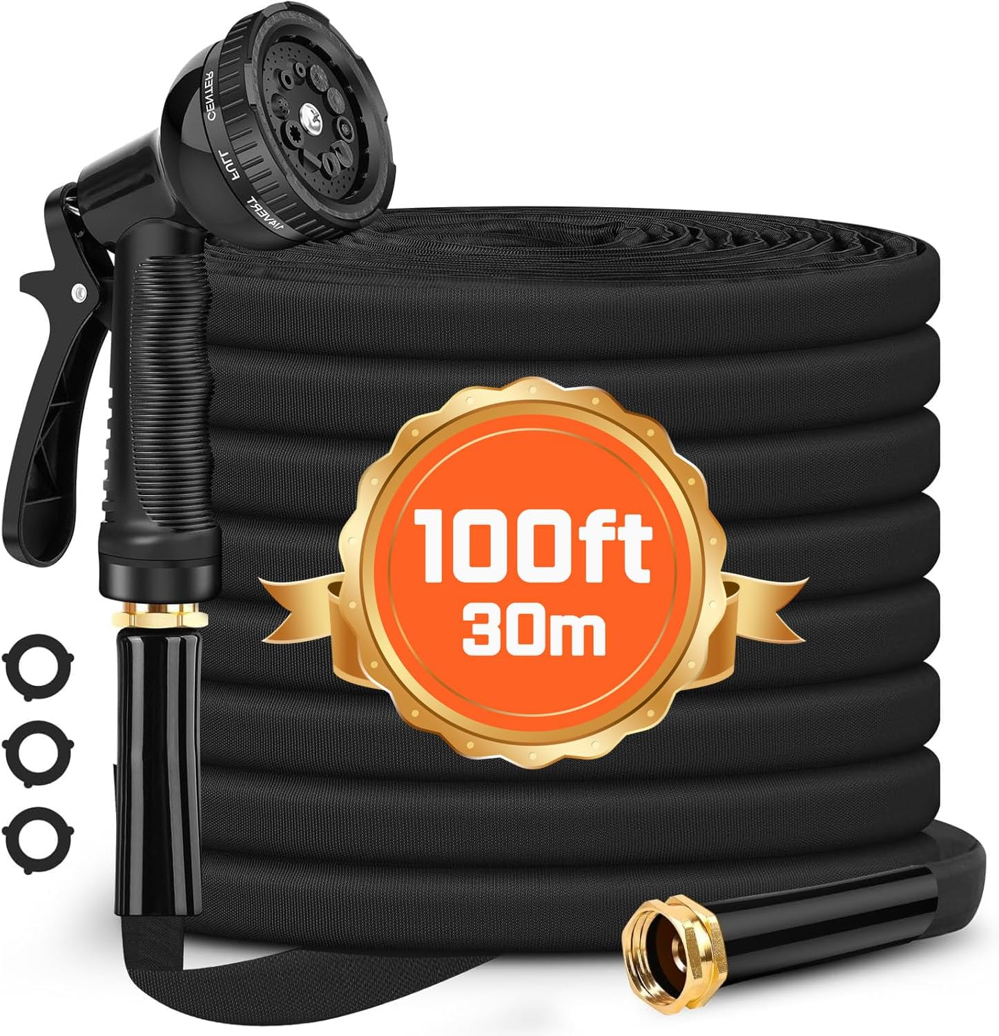 100FT Garden Hose, Water Hose, Car Wash Hoses, 2025 New Upgrated Non-Expanding Outdoor Garden Hose, Kink Free, Flexible Non-Expandable Fabric Garden Hose for Outdoor, Garden, Watering, Yard, Lawn, RV