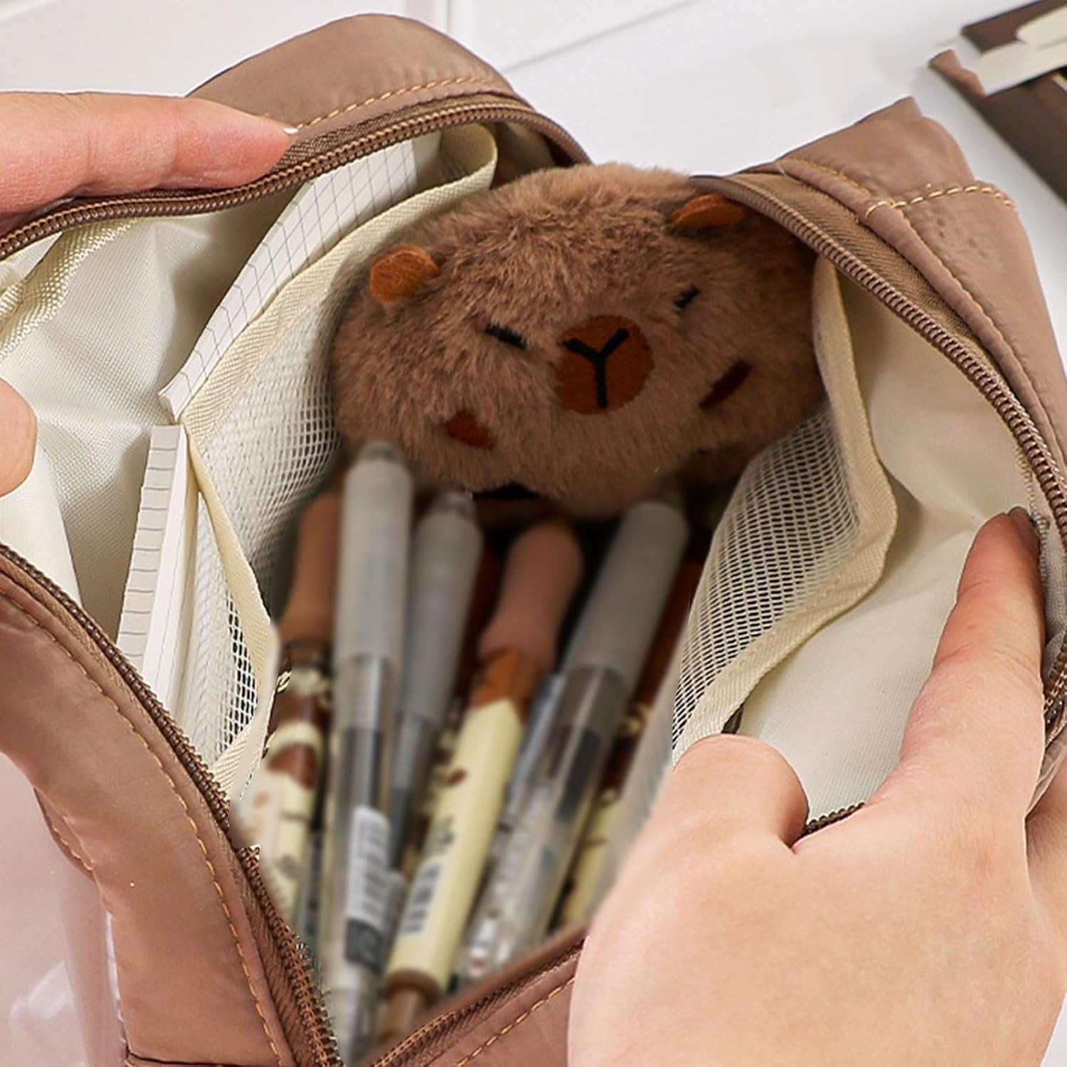 Practical Spacious Pencil Storage Bag with Zipper for School Office Supplies Durable Material Home Accessories image number 6