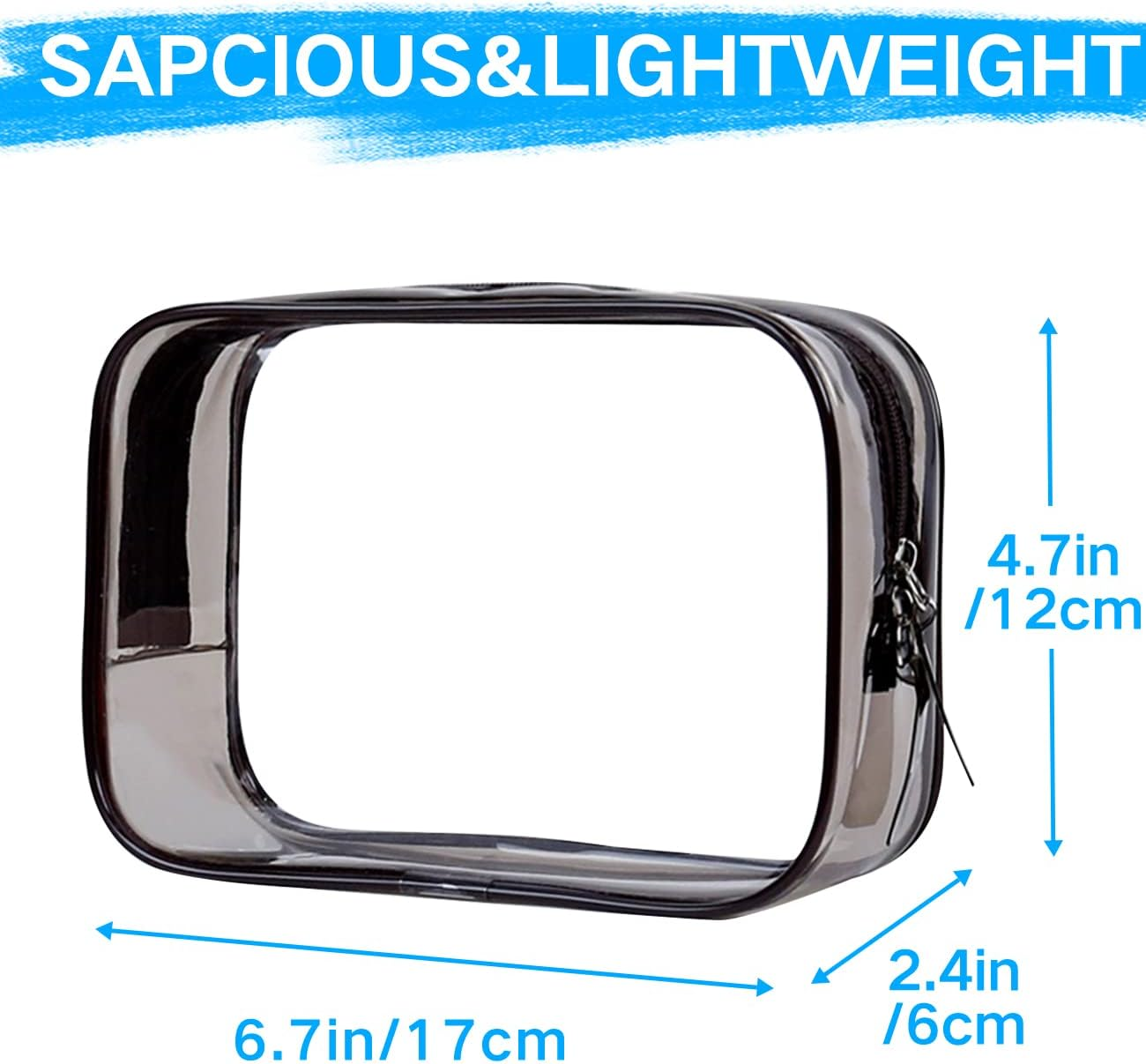 TSA Toiletry Bag, VASCHY 4 Pack Clear Makeup Bag Water Resistant Cosmetic Bag, Airline Carry on Travel Bag for Men and Women, Transparent Wash Bag, Black-Pink - Black-Pink-Blue-Green, 4 Pack image number 7