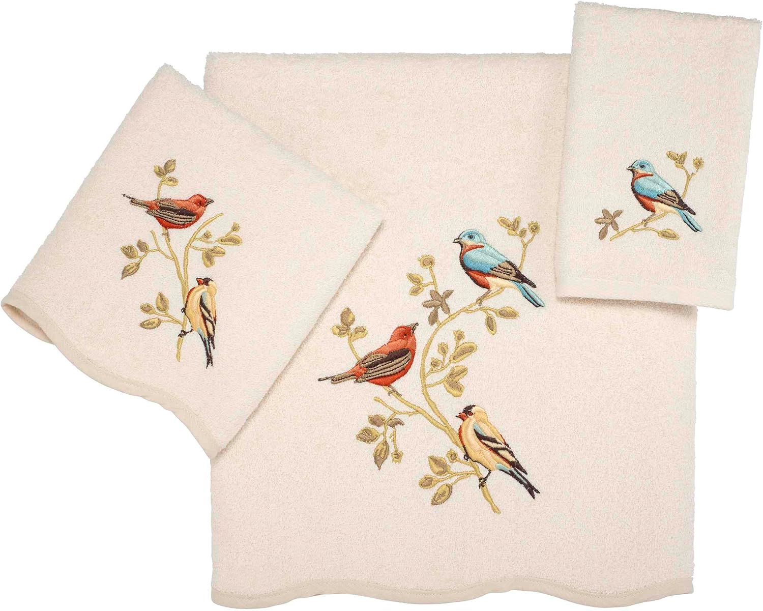 Avanti Linens - Hand Towel, Soft & Absorbent Cotton Towel (Premier Songbirds Collection, Ivory) image number 2