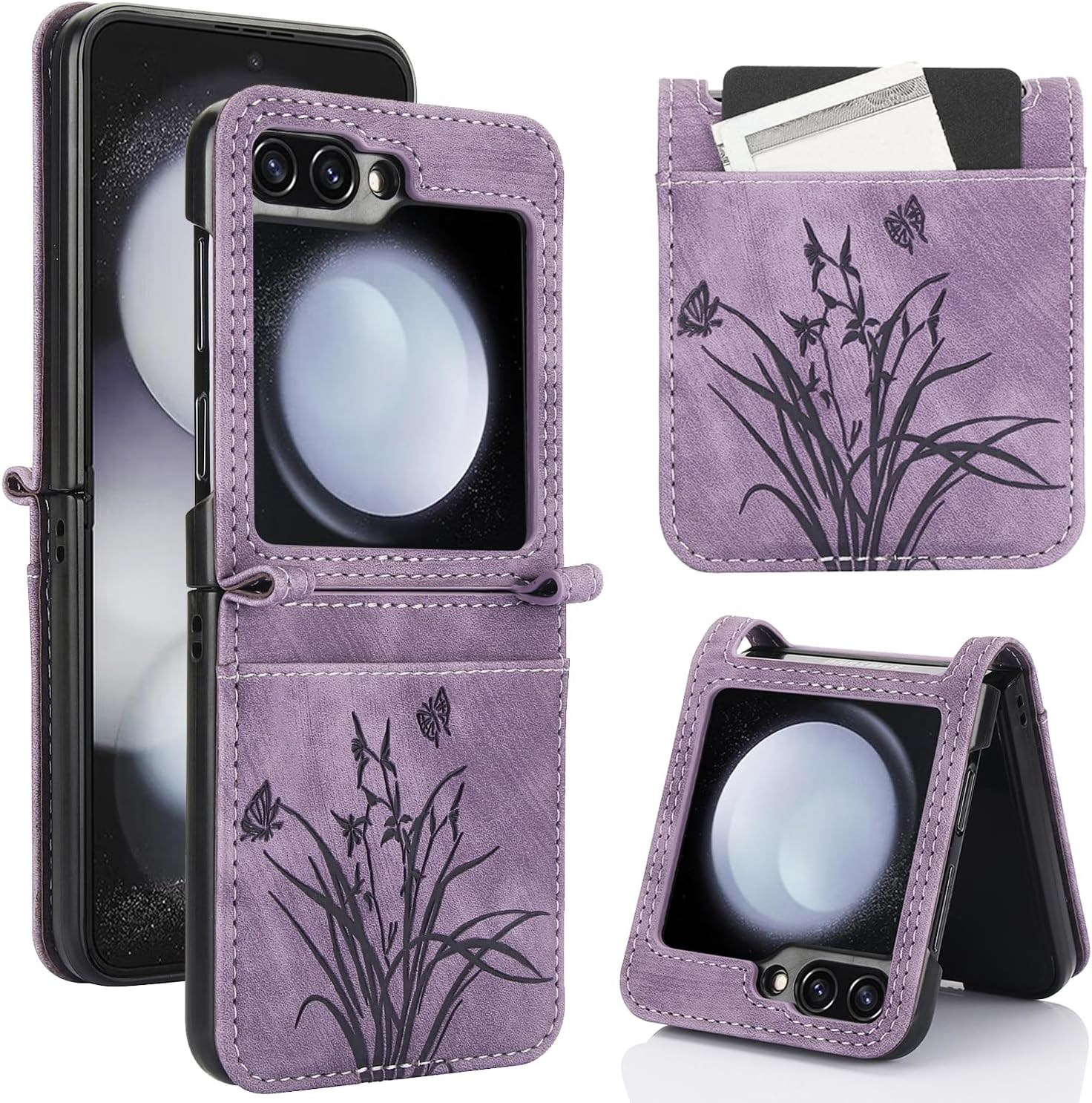 KQXG Case for Samsung Galaxy Z Flip 7 Fe/Samsung Galaxy Z Flip 6 - Shockproof Protective Case, Mobile Phone Case Made of Synthetic Leather, PC Inner - Blue