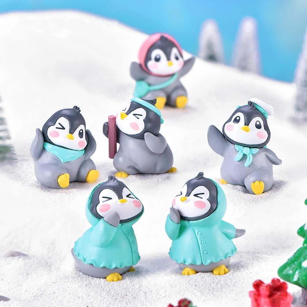 16Pcs Cute Penguin Characters Toy Figure, Mini Penguin Figurines Collection Playset Penguine Cake Topper Micro Landscape Decoration Birthday Party Supplies image number 5
