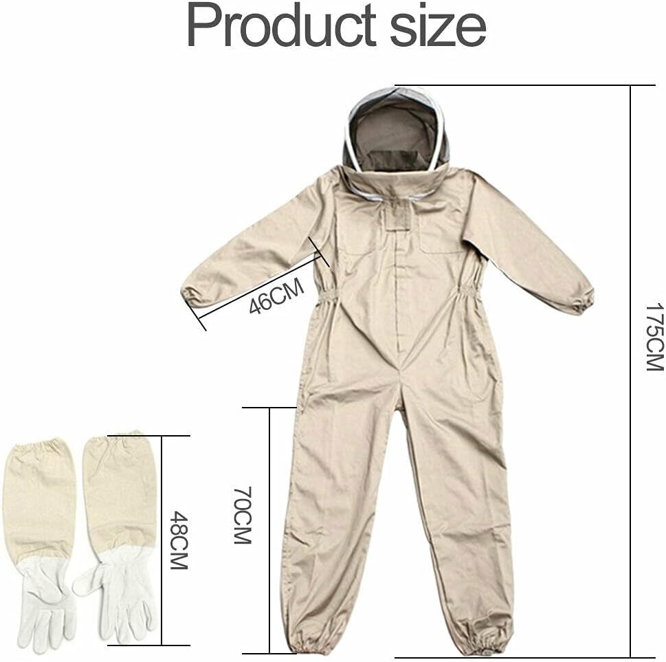 Full Beekeeping Suit Bee Suit Heavy Duty with Leather Ventilated Keeping Gloves (L with Gloves) image number 6