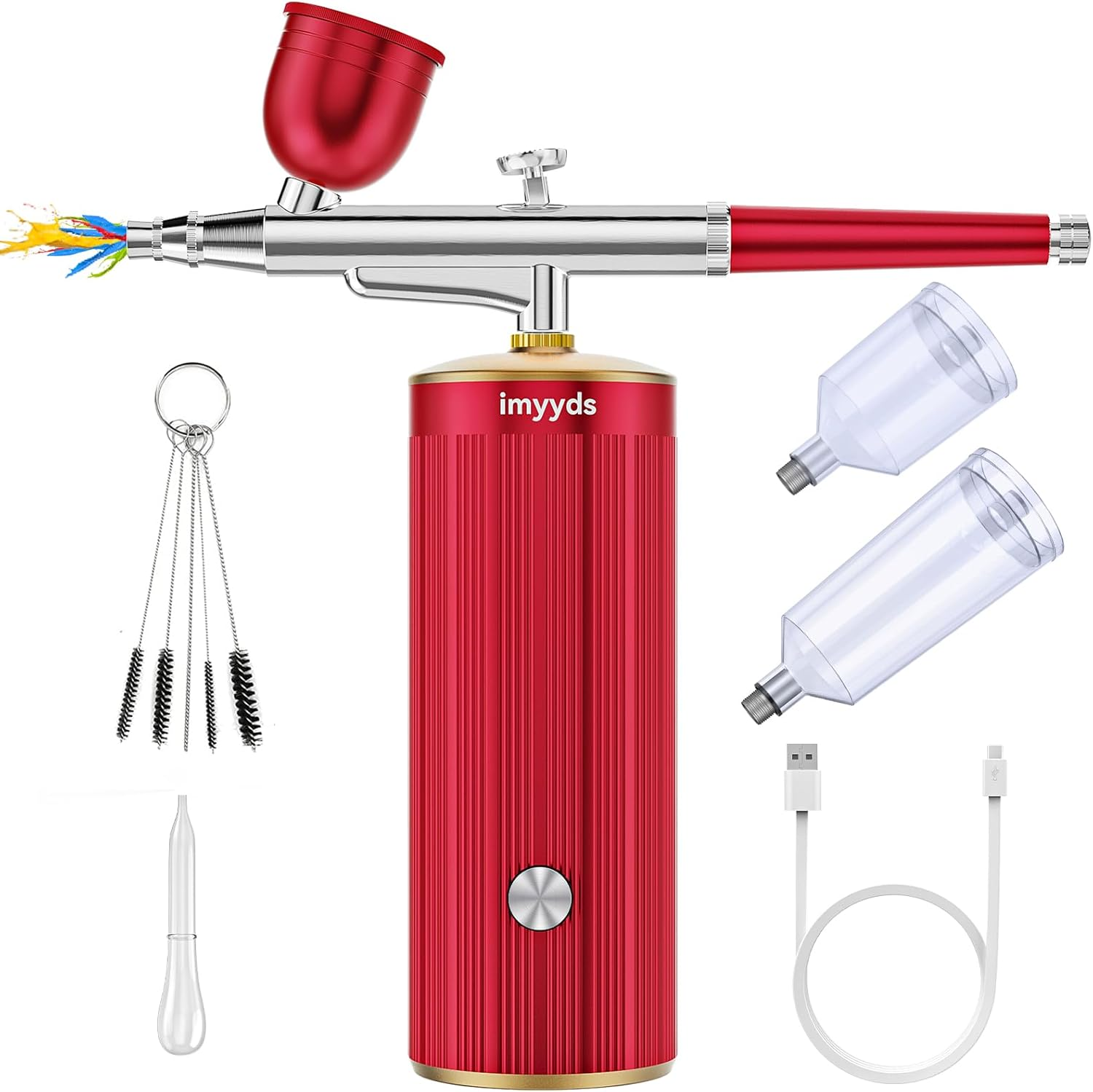 Imyyds Airbrush Kit with Compressor, 32PSI High Pressure Cordless Airbrush Gun, Portable Dual Action Airbrush Compressor Set, Handheld Mini Rechargeable Air Brushes for Painting, Model, Nail, Makeup