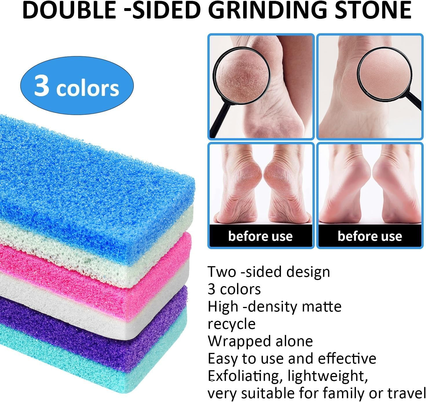 3-In-1 Pedicure Scrubber Tool - Foot Pumice Stone,Stainless Steel Dual-Sided Foot File & Callus Remover, Durable Easy-To-Clean Rasp for Hard Dead Skin, Corn Removal & Soft Feet,Dry & Wet Use (Green,5 PCS) image number 3