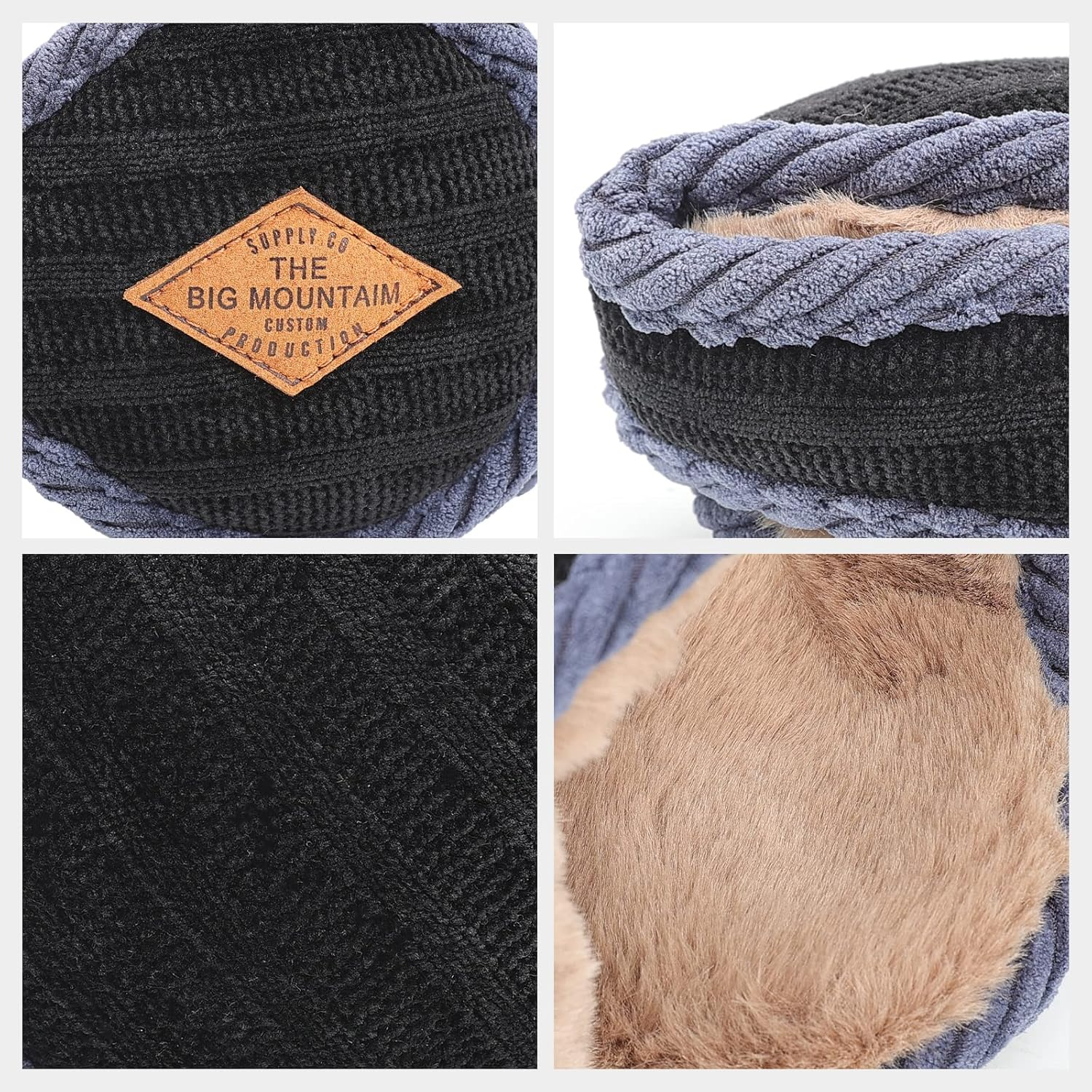 Surblue Foldable Chenille Knit Earmuffs Winter Warm Outdoor Ear Covers Fur Unisex Earwarmer - Deepgray image number 7