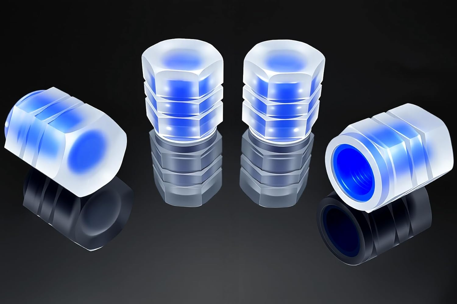 8PCS Fluorescent Tire Valve Stem Caps, Luminous Car Tire Air Cap, Corrosion Resistant Leak-Proof Wheel Valve Cover, Universal for Cars, Trucks, Bikes, Motorcycles, Bicycles(Green)