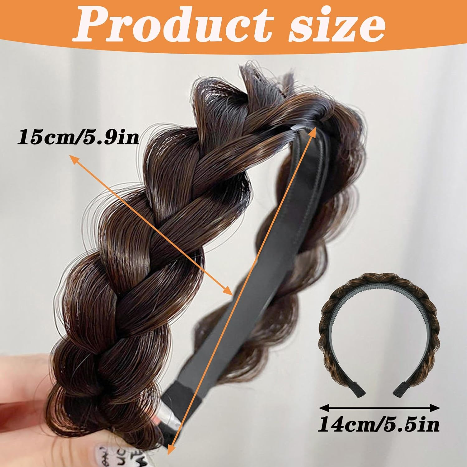 Braided Headband Classic Fashion Headband Women'S Braided Headband for Women Girls Headband Braided Headband for Parties, Festivals, Family Reunions, Excursions image number 4